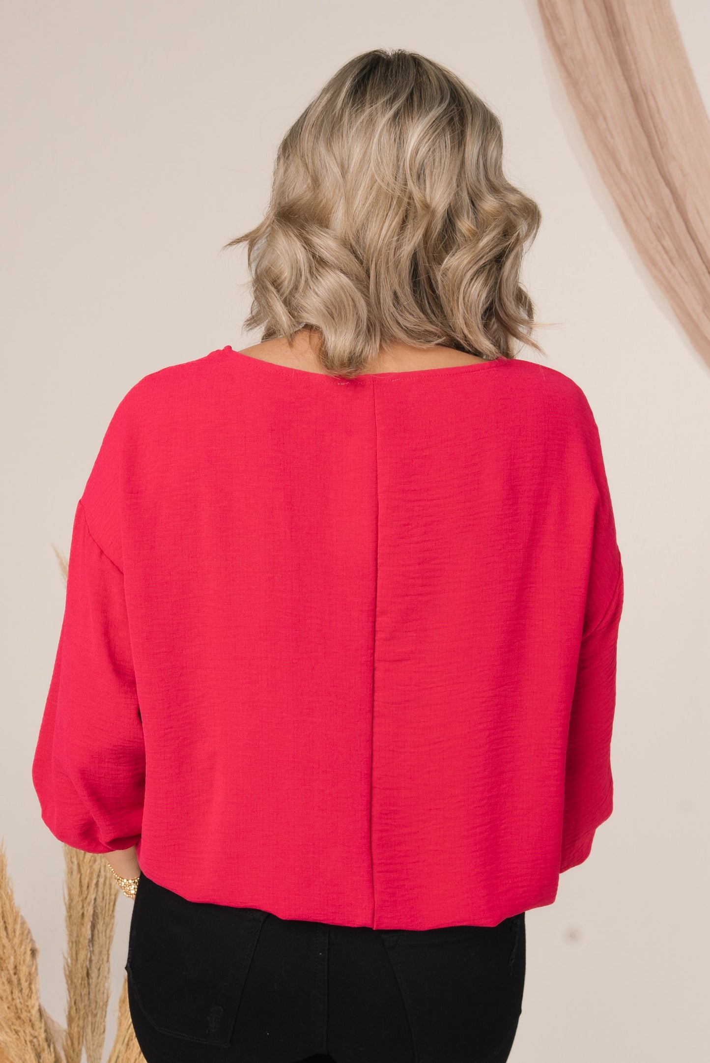 Crinkle Knit Bubble Hem Blouse *Final Sale*