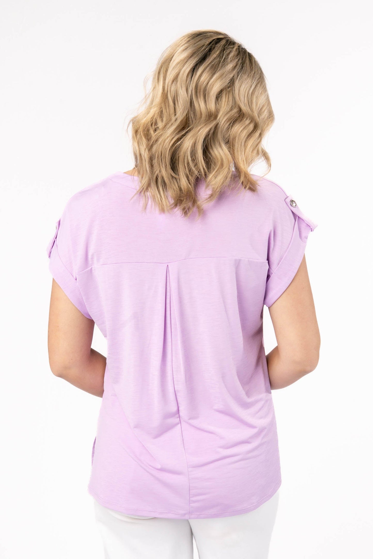Liz Solid Short Tab Sleeve Top