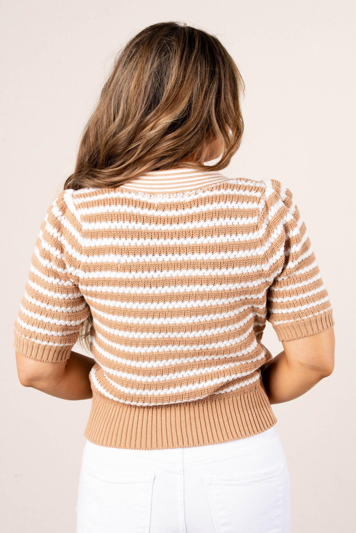 Striped Bow Front Sweater