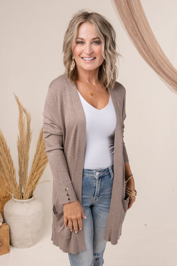 Button Cuff Sweater Cardigan