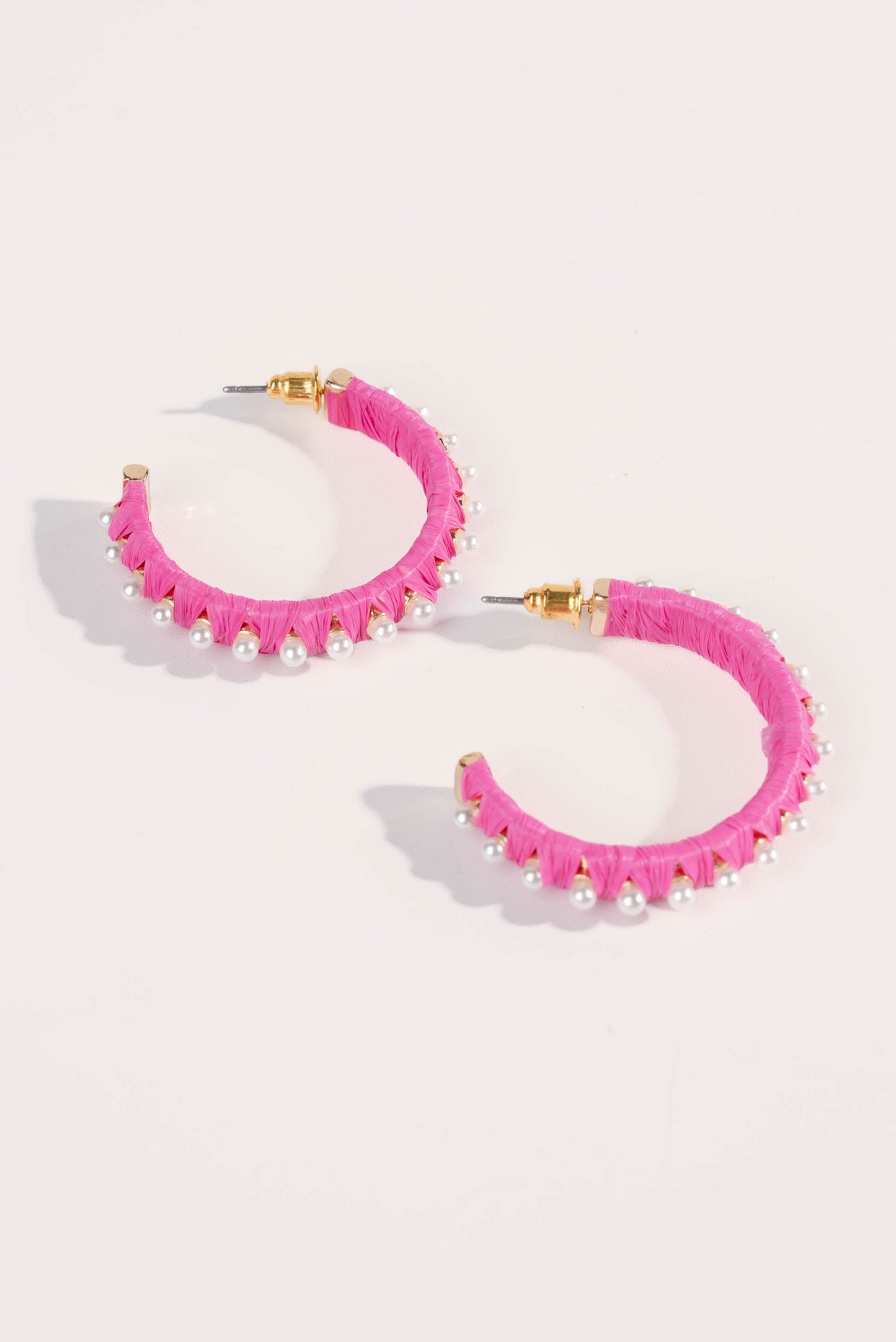 Raffia + Pearl Hoop Earrings