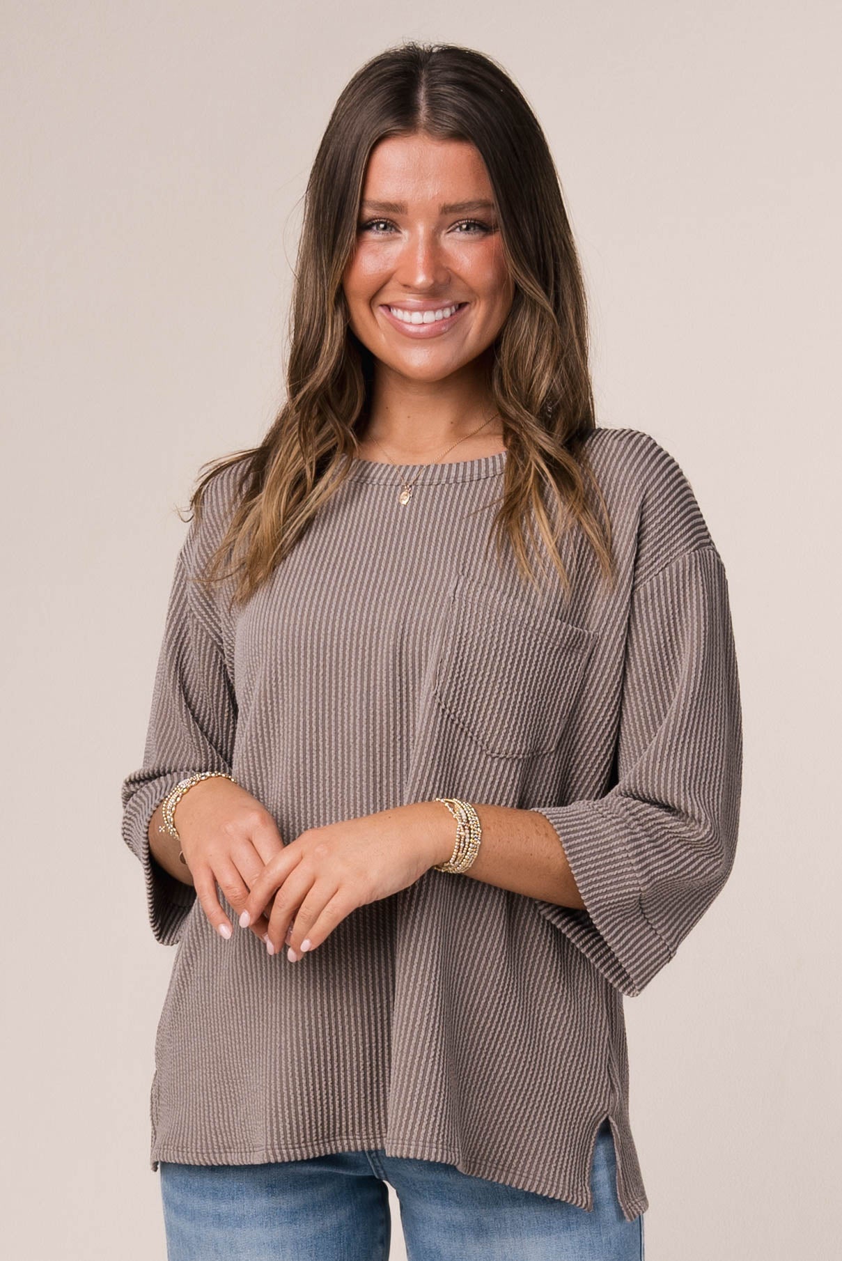 Ribbed Dolman Pocket Top *Final Sale*
