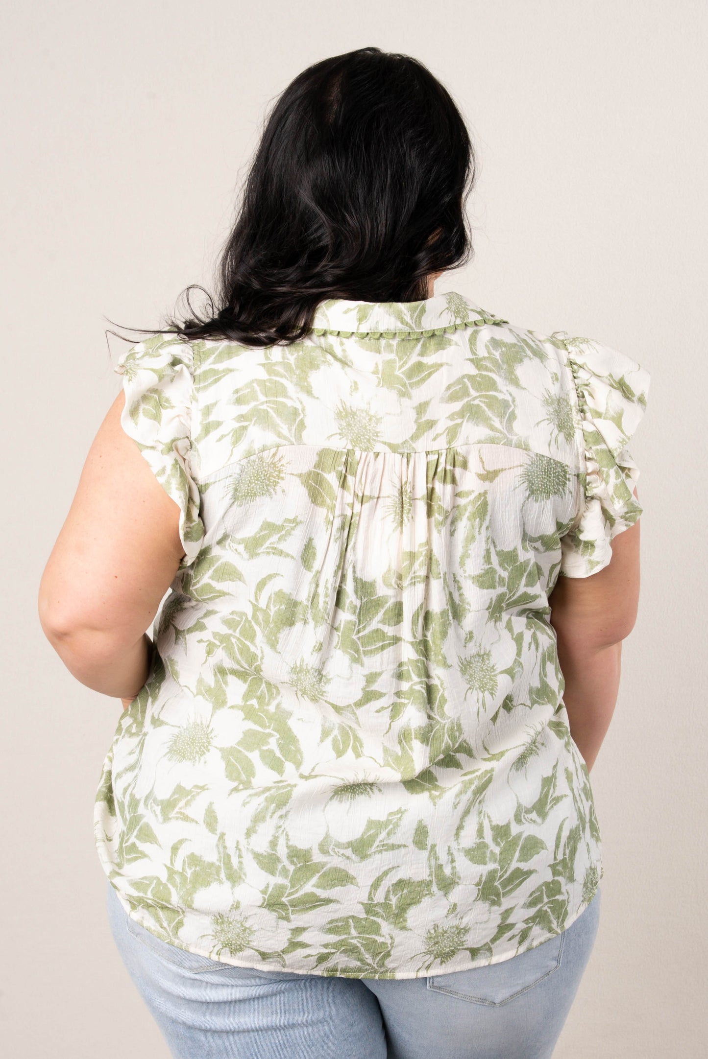 Floral Ruffle Sleeve Babydoll Top