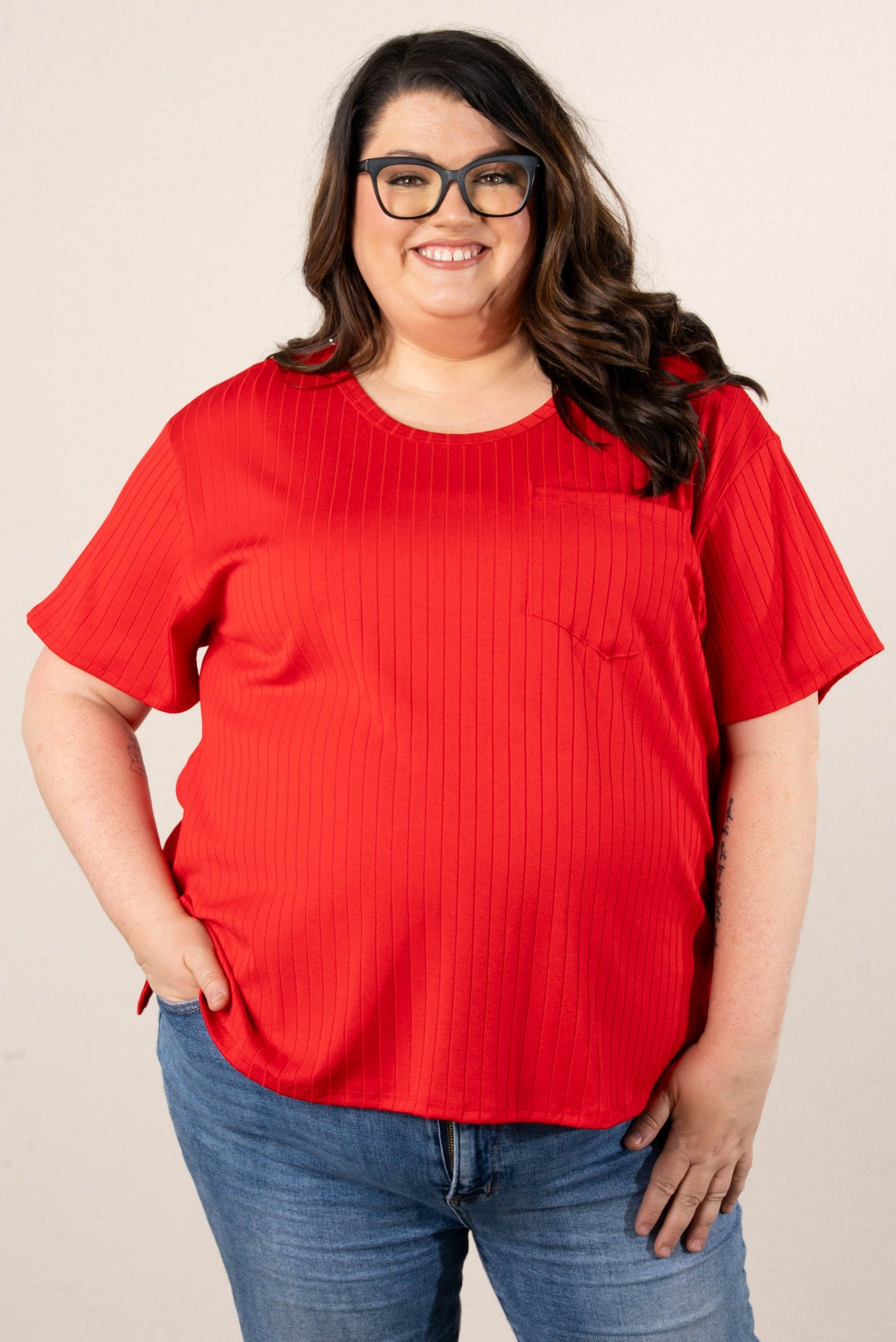 Wide Ribbed Pocket Top