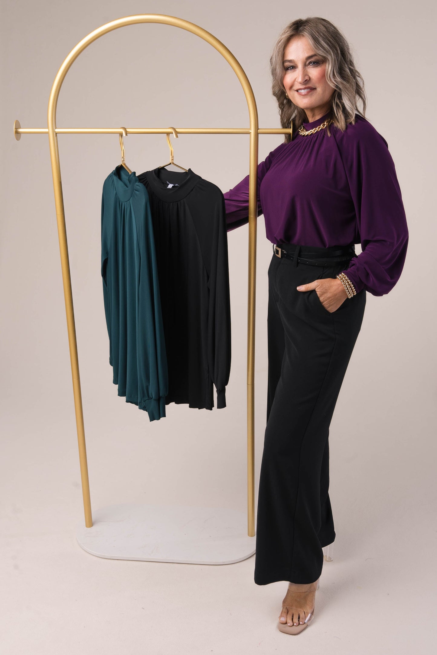 Shirred Mock Neck Top *Final Sale*