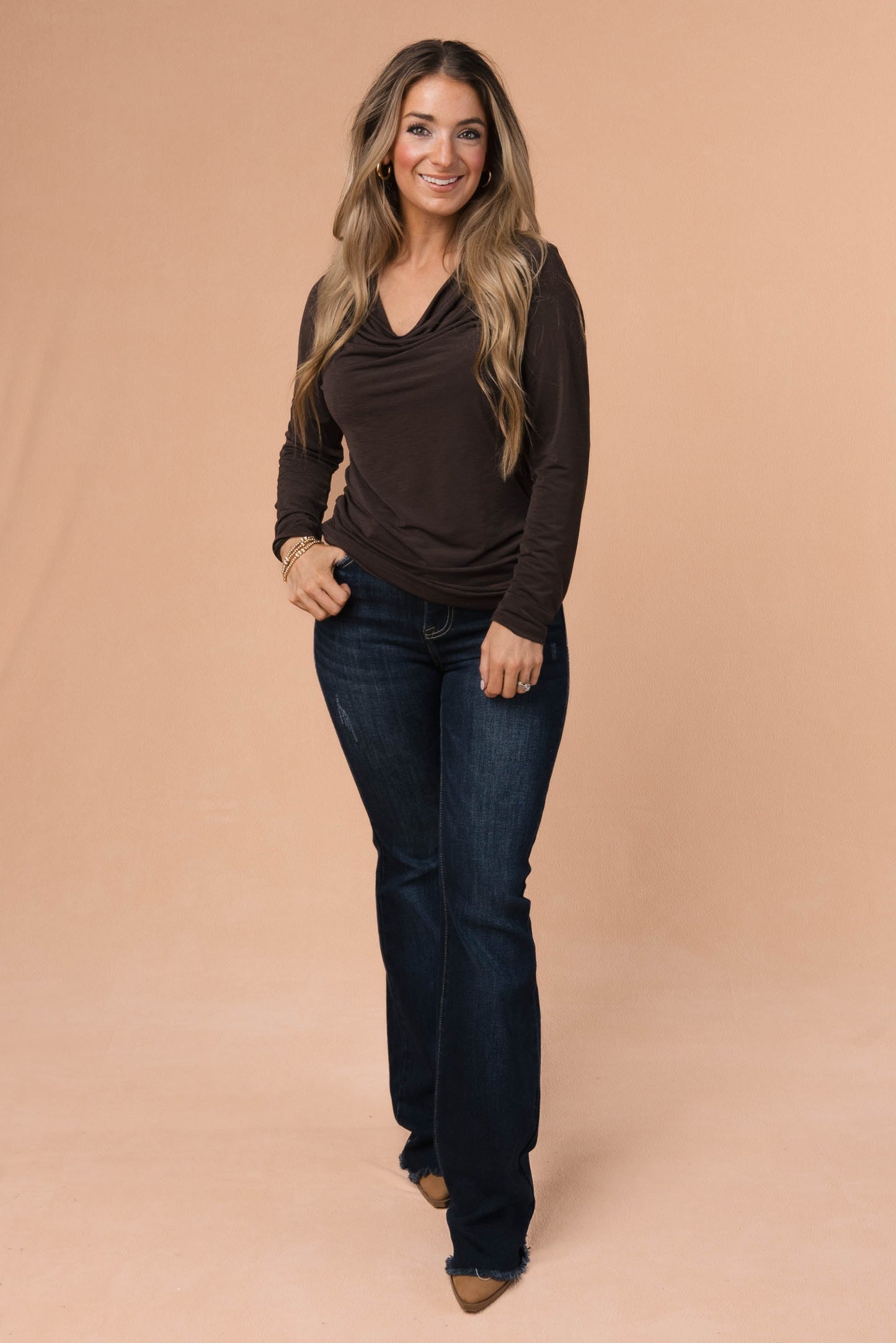 Draped Neck Ruched Side Top *Final Sale*