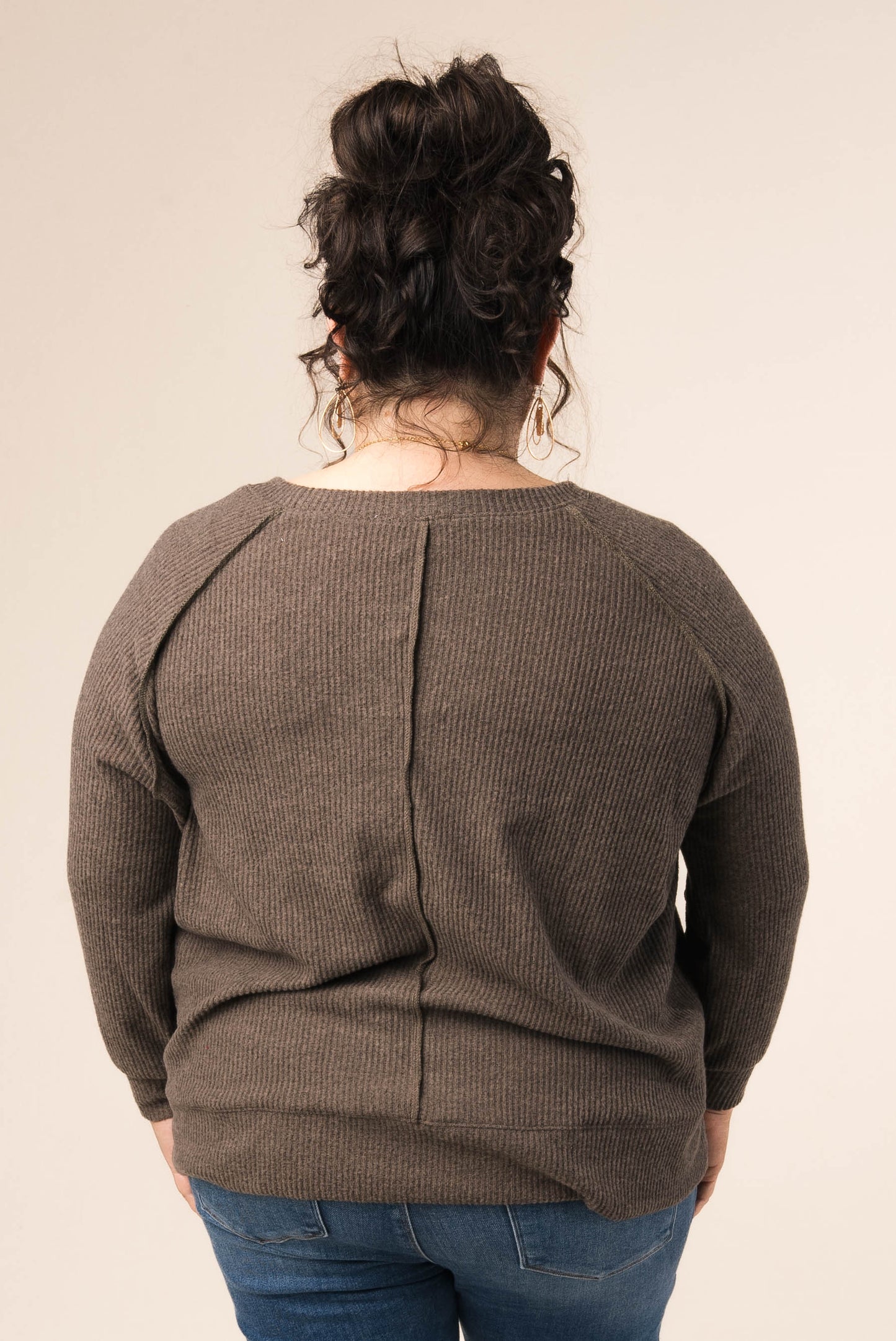 Ribbed Raw Seam Raglan Top *Final Sale*
