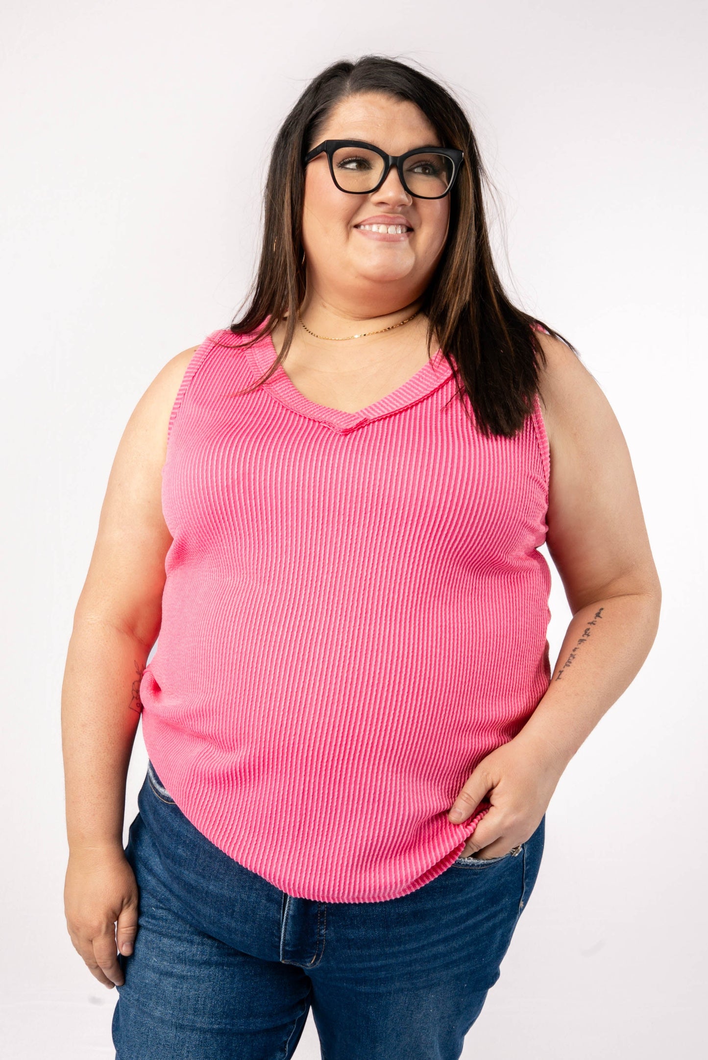 Corded Rib V-Neck Tank