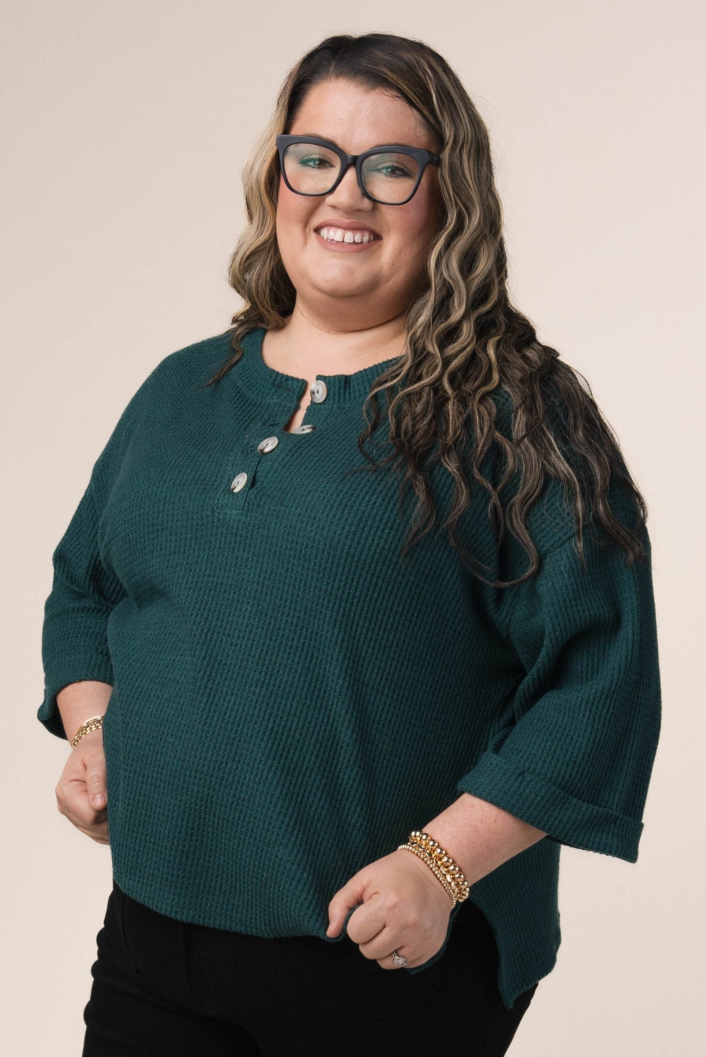 Waffle Knit Henley Top *Final Sale*