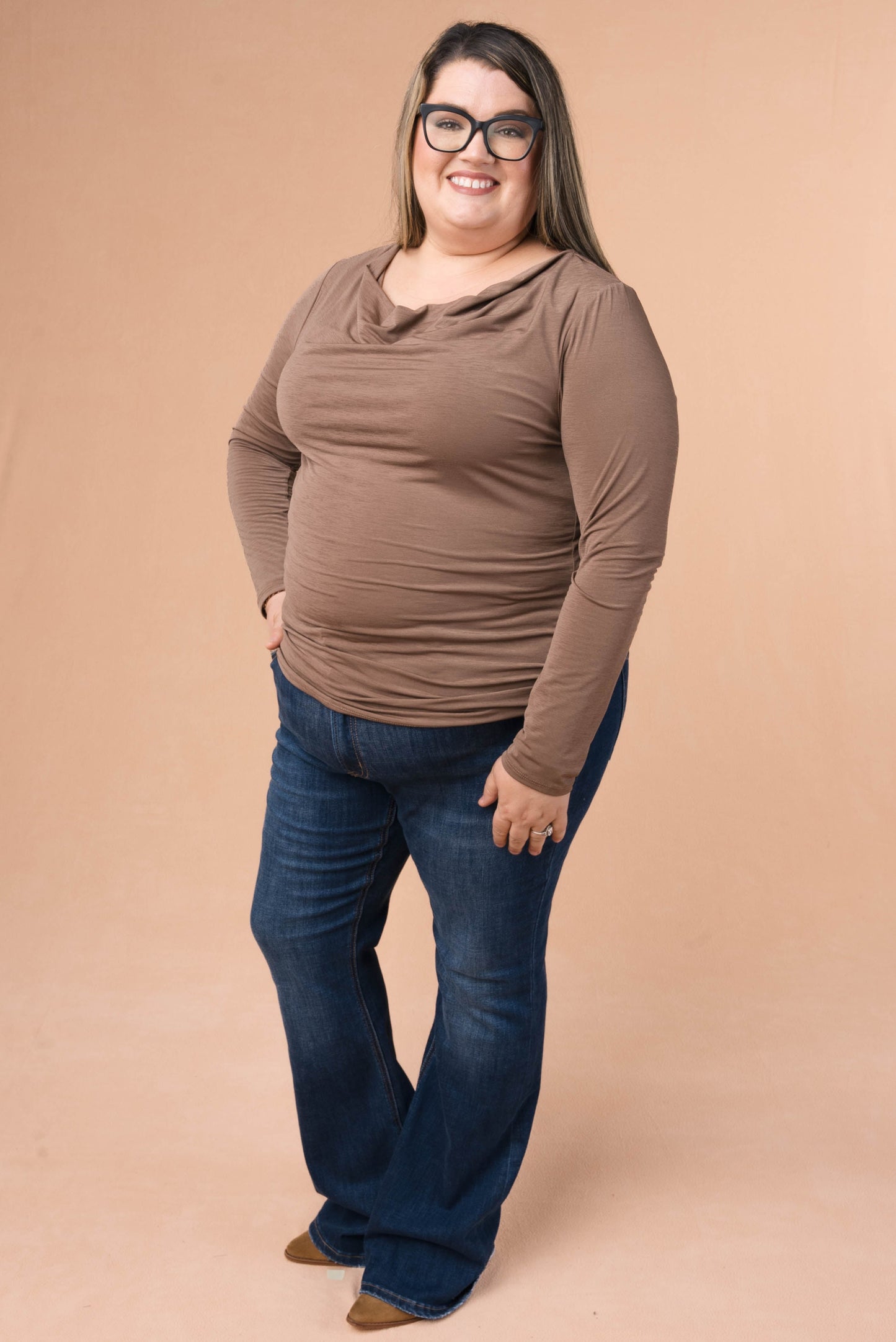 Draped Neck Ruched Side Top *Final Sale*