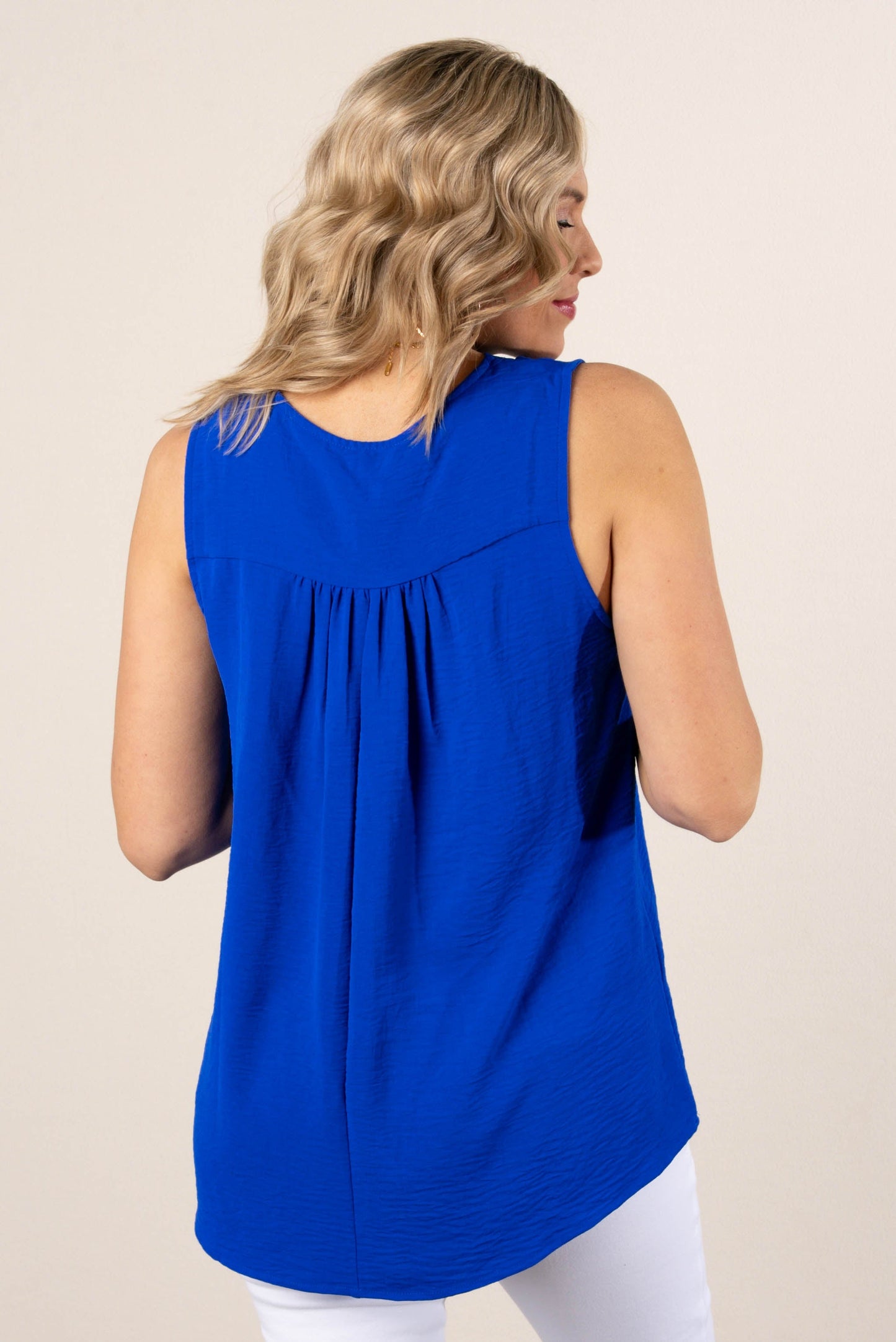 Pleat Front Sleeveless Blouse *Final Sale*