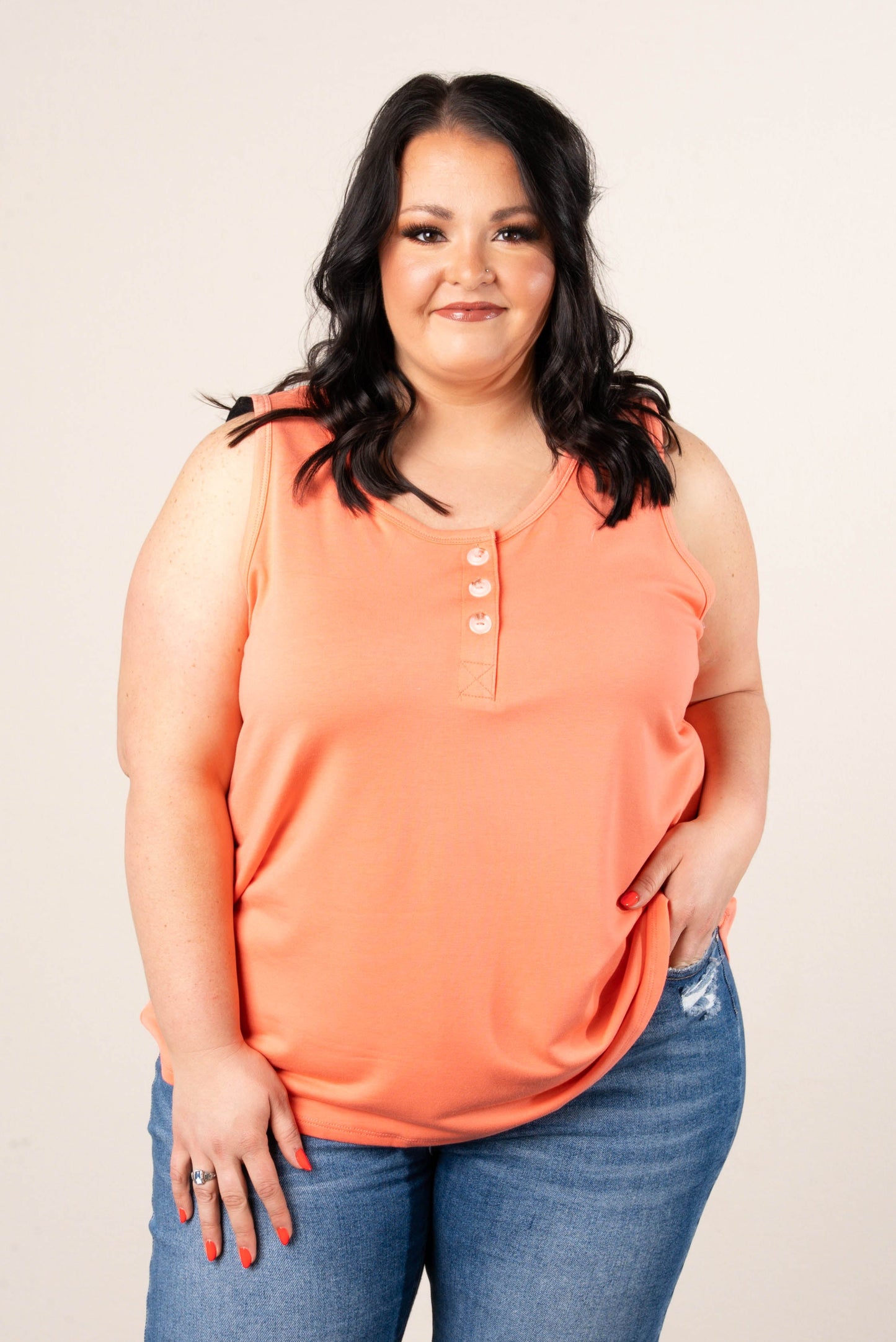 Relaxed Fit Henley Tank *Final Sale*
