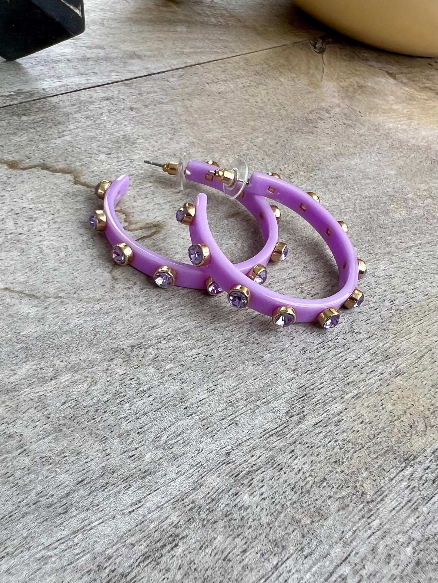 CZ Resin Hoop Earrings