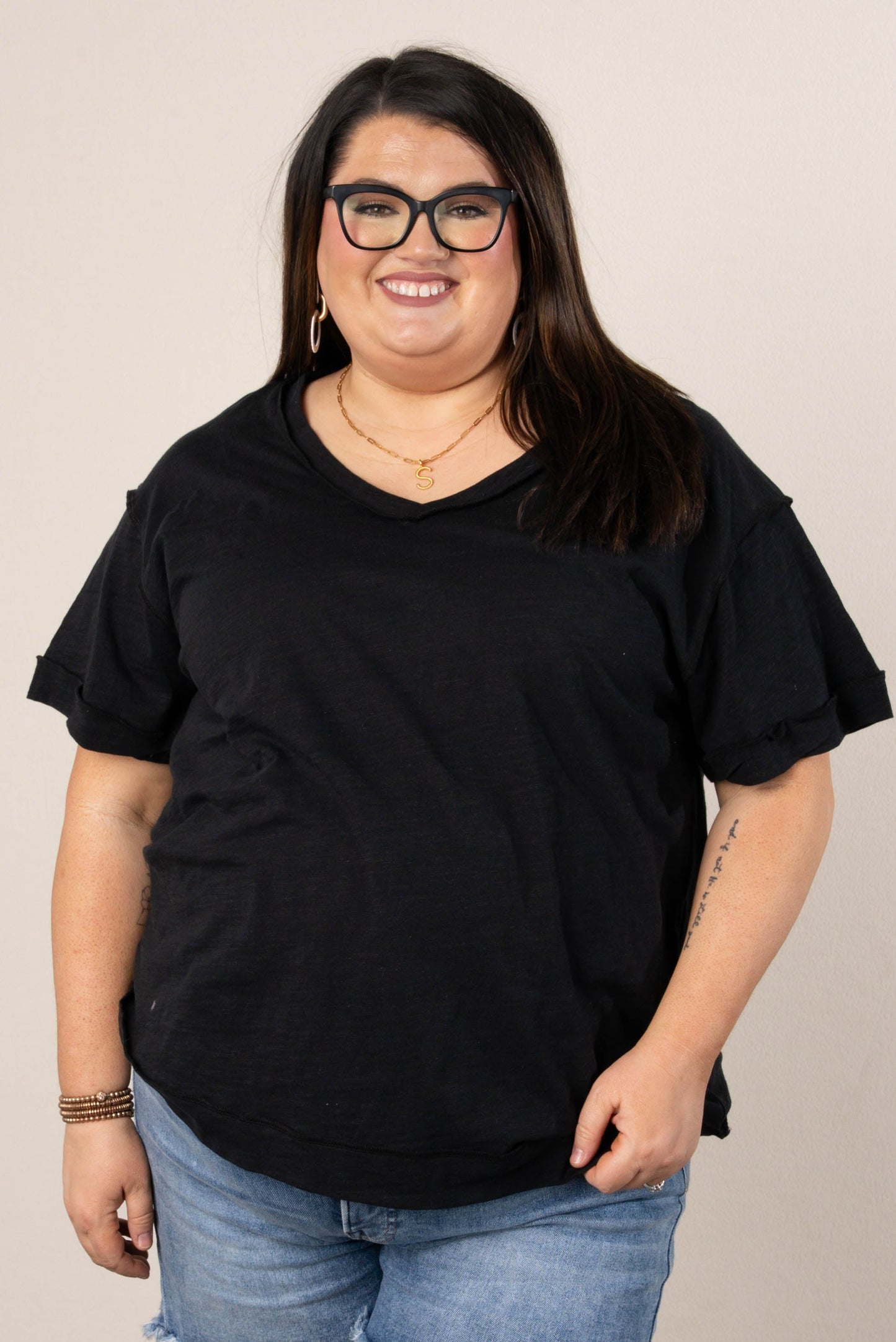 Slub Knit Exposed Seam Tee