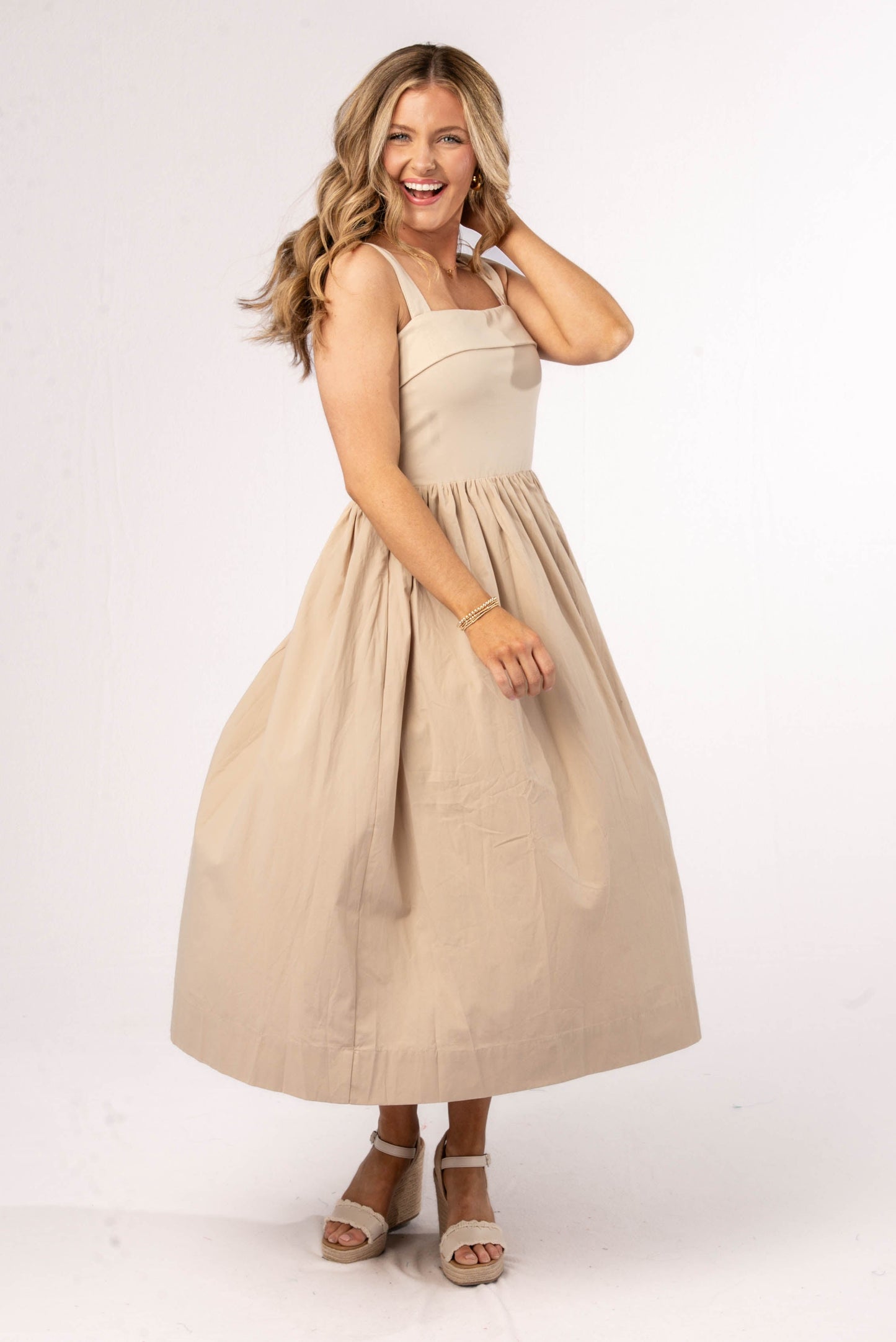 Mixed Knit Sleeveless Midi Dress