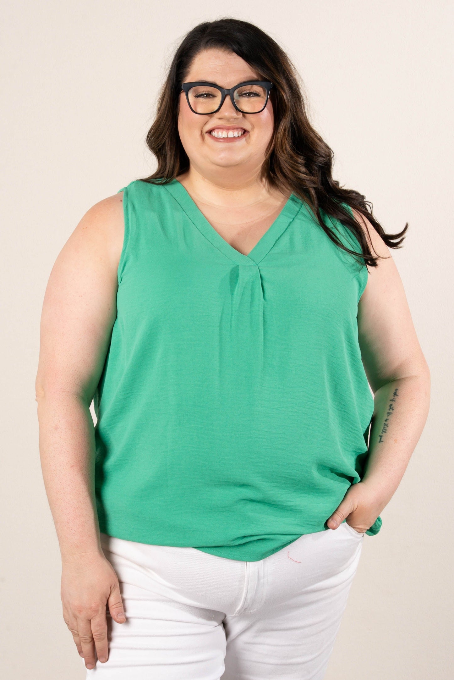 Pleat Front Sleeveless Blouse *Final Sale*