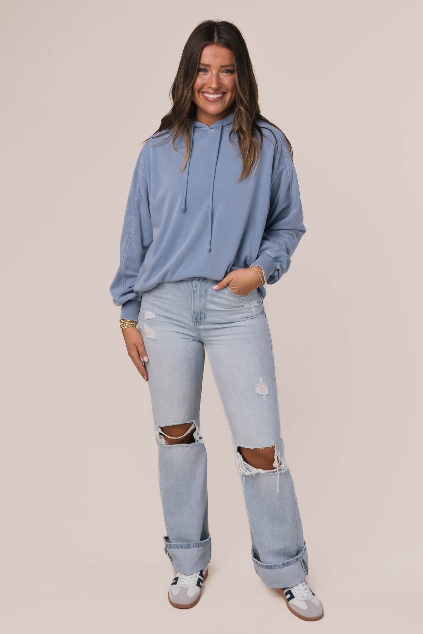 Washed Seamed Hooded Pullover