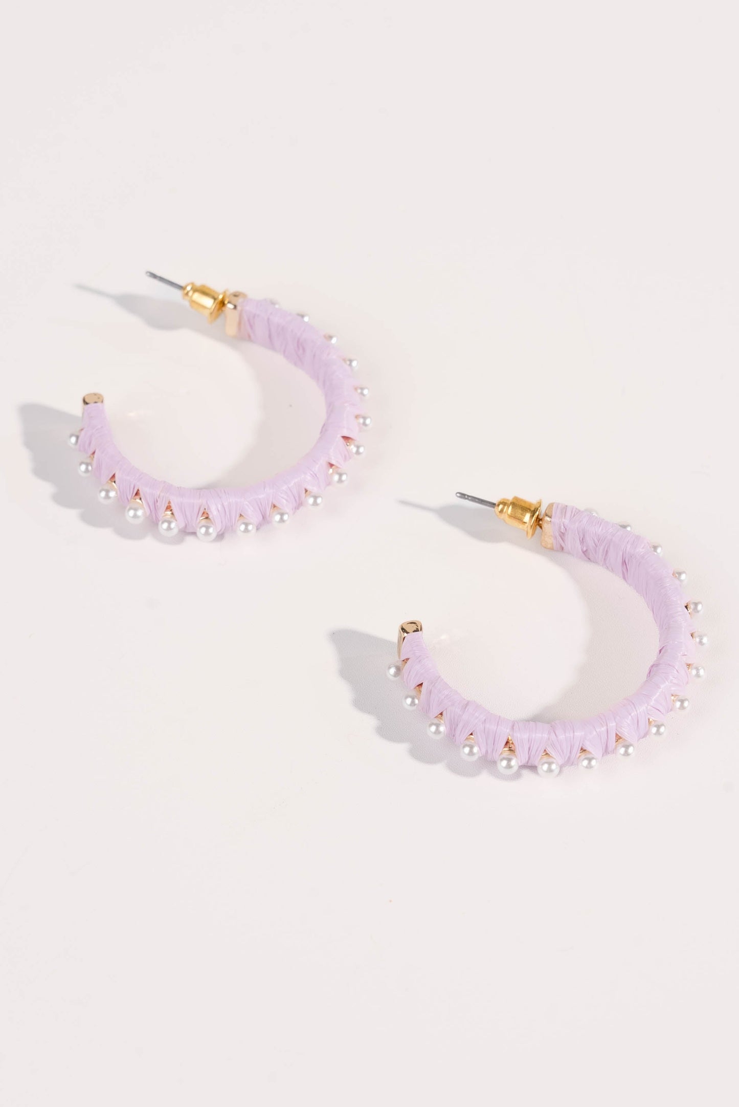 Raffia + Pearl Hoop Earrings