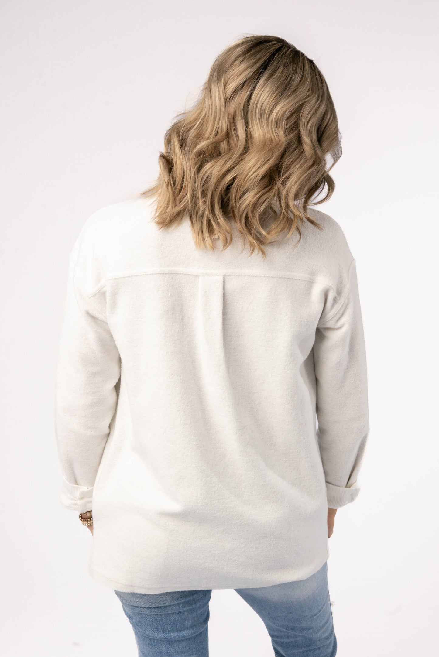 Brushed Contrast Trim Shacket