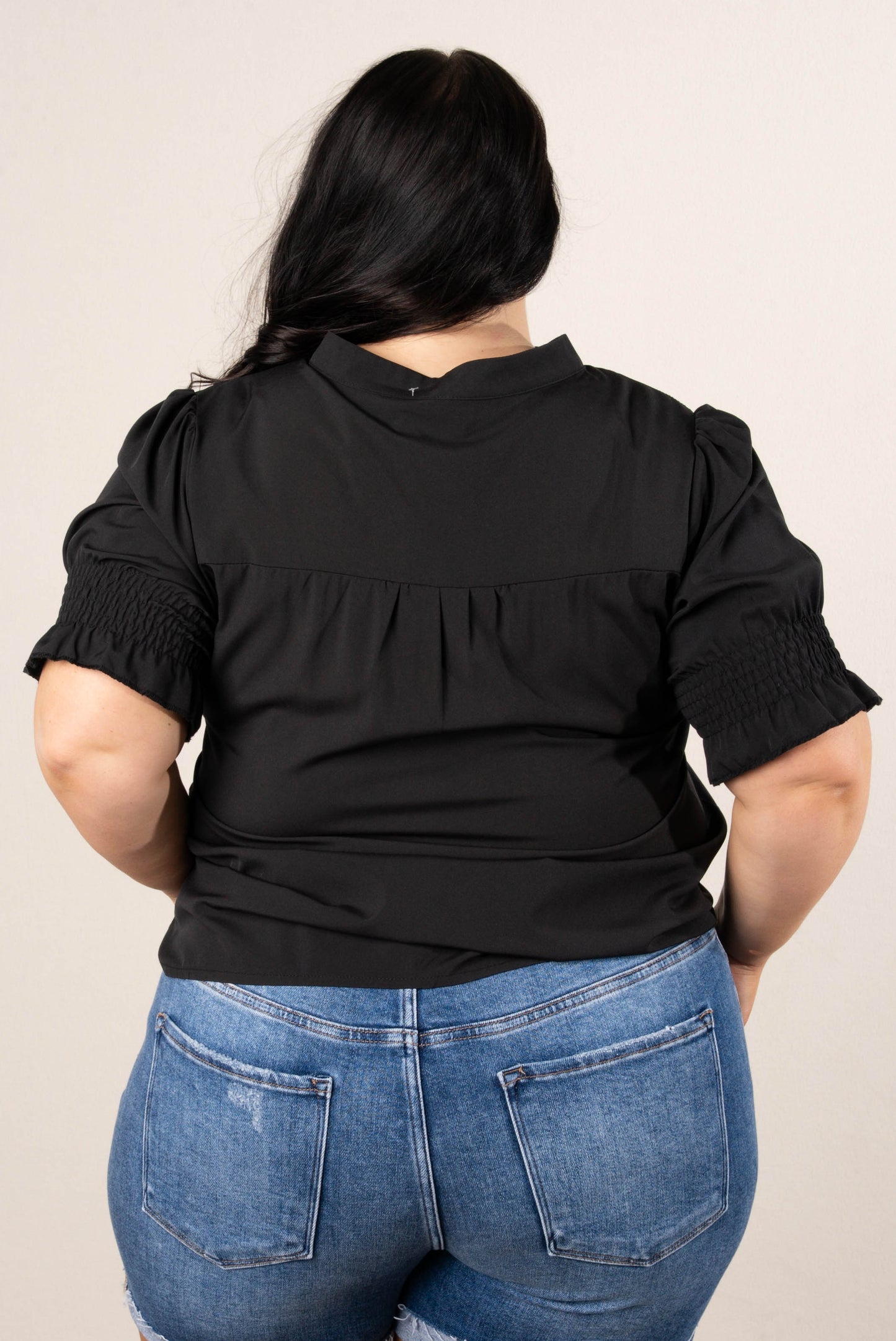 Pleat Front Smocked Sleeve Blouse *Final Sale*