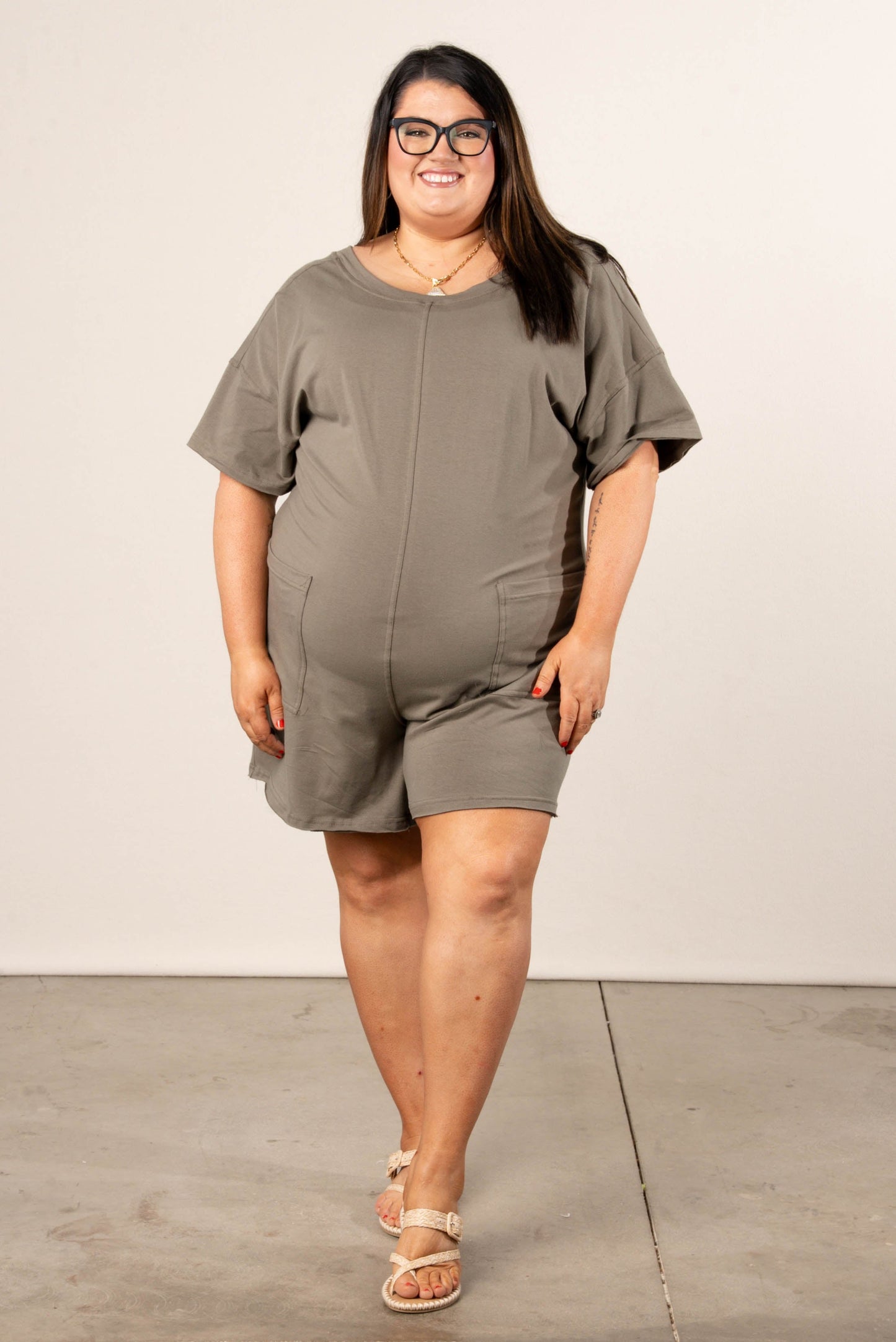 Reversible T-Shirt Romper in Olive *Final Sale*