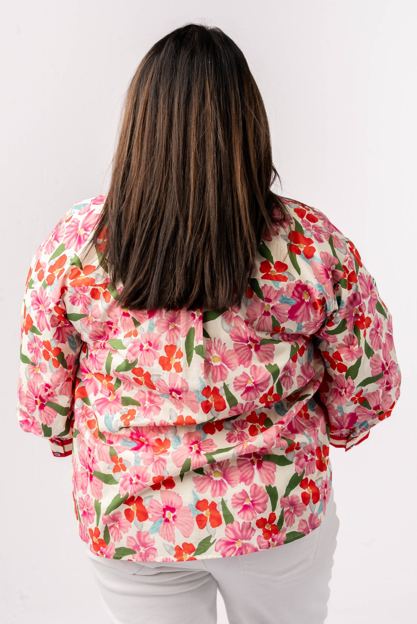 Floral Contrast Trim Shirt *Final Sale*
