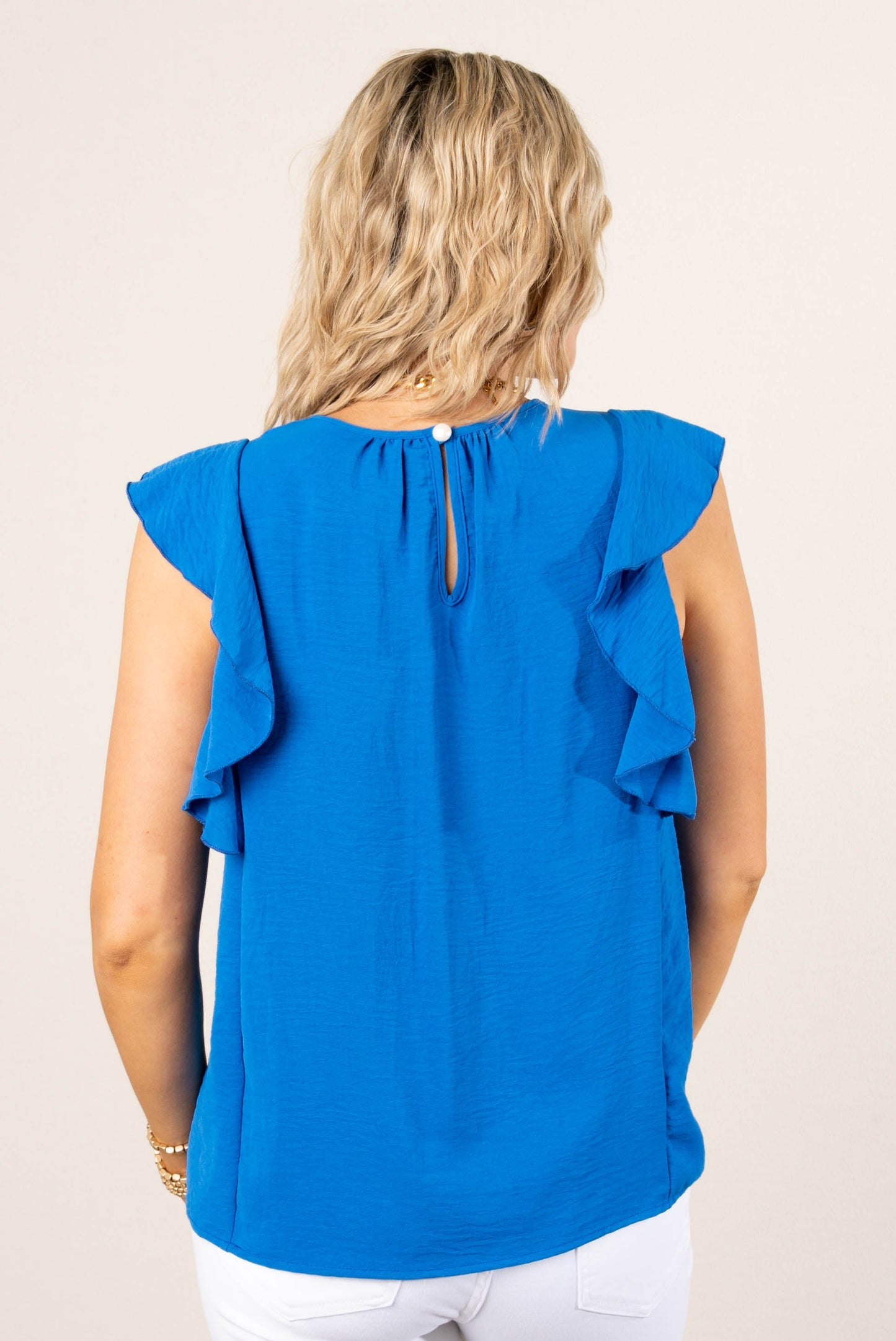 Gathered Neck Ruffle Detail Top