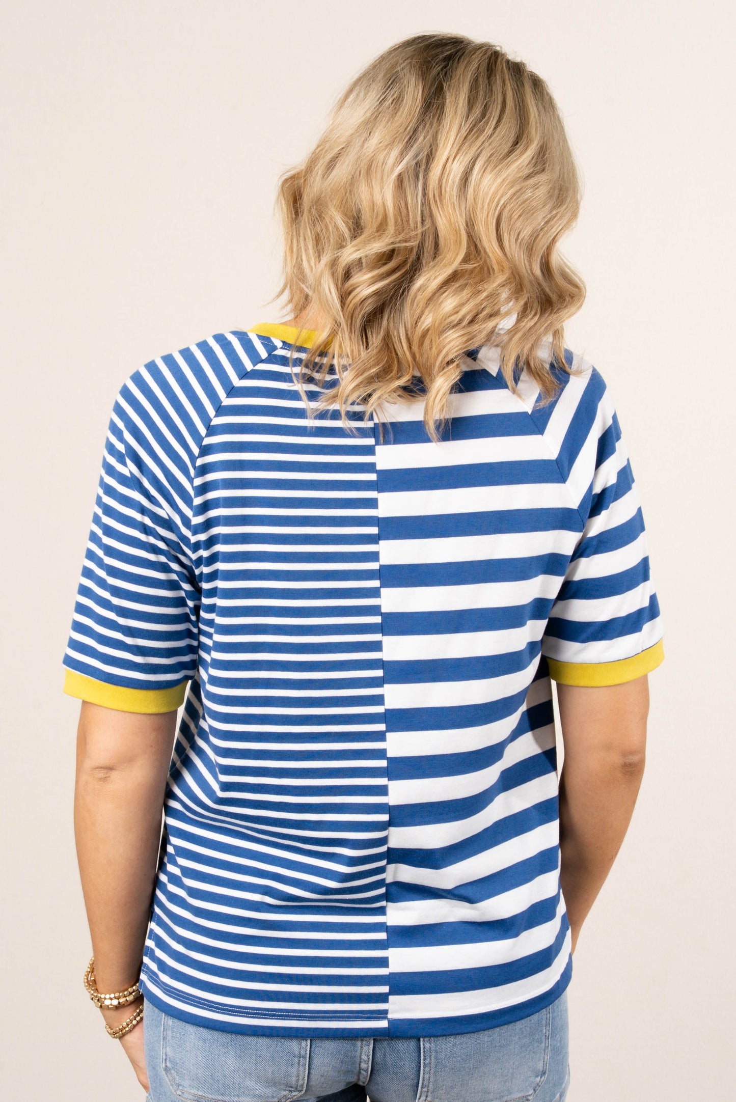 Striped Block Contrast Trim Top