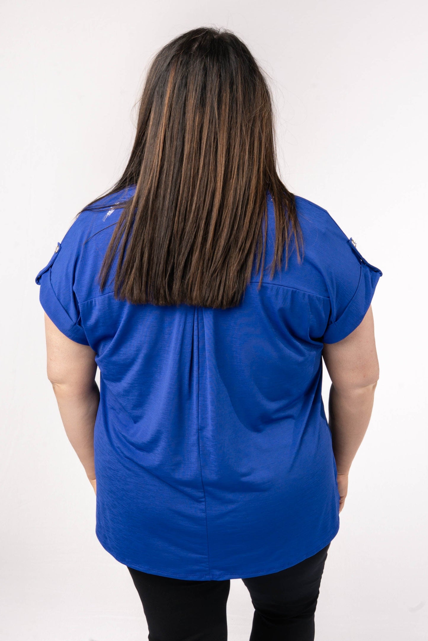 Liz Solid Short Tab Sleeve Top