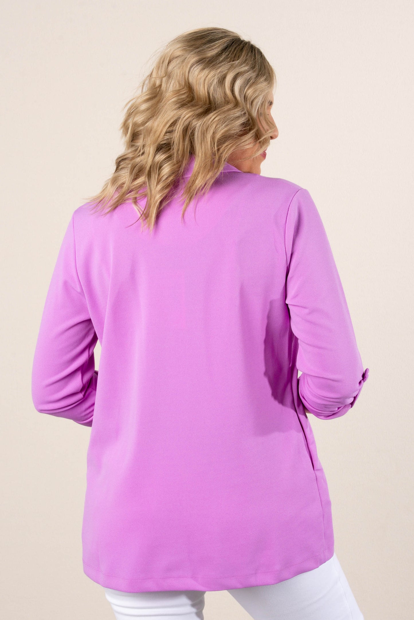 Open Front Tab Sleeve Blazer
