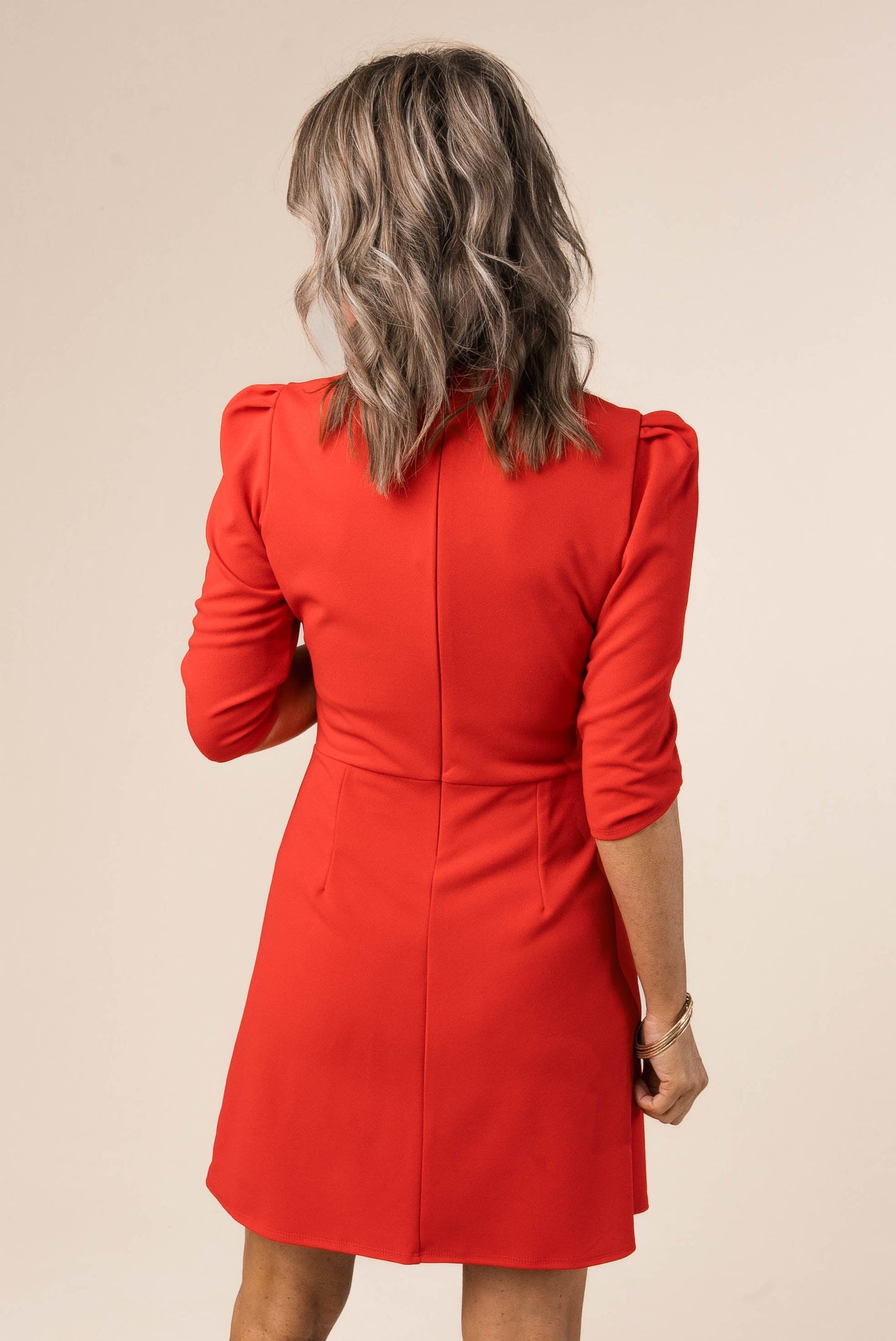 Pleated Shoulder A-Line Dress