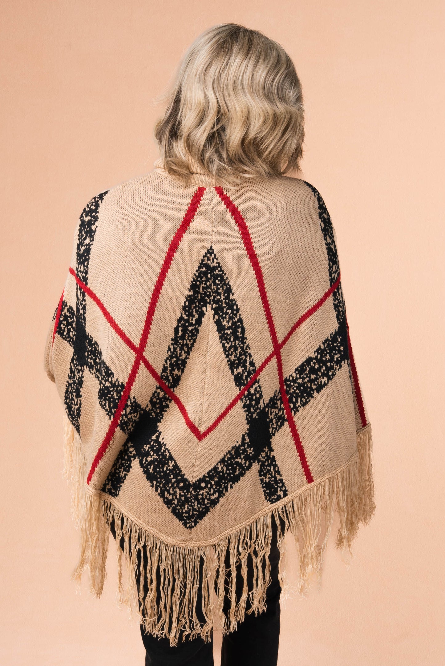 Plaid Turtleneck Sweater Poncho *Final Sale*