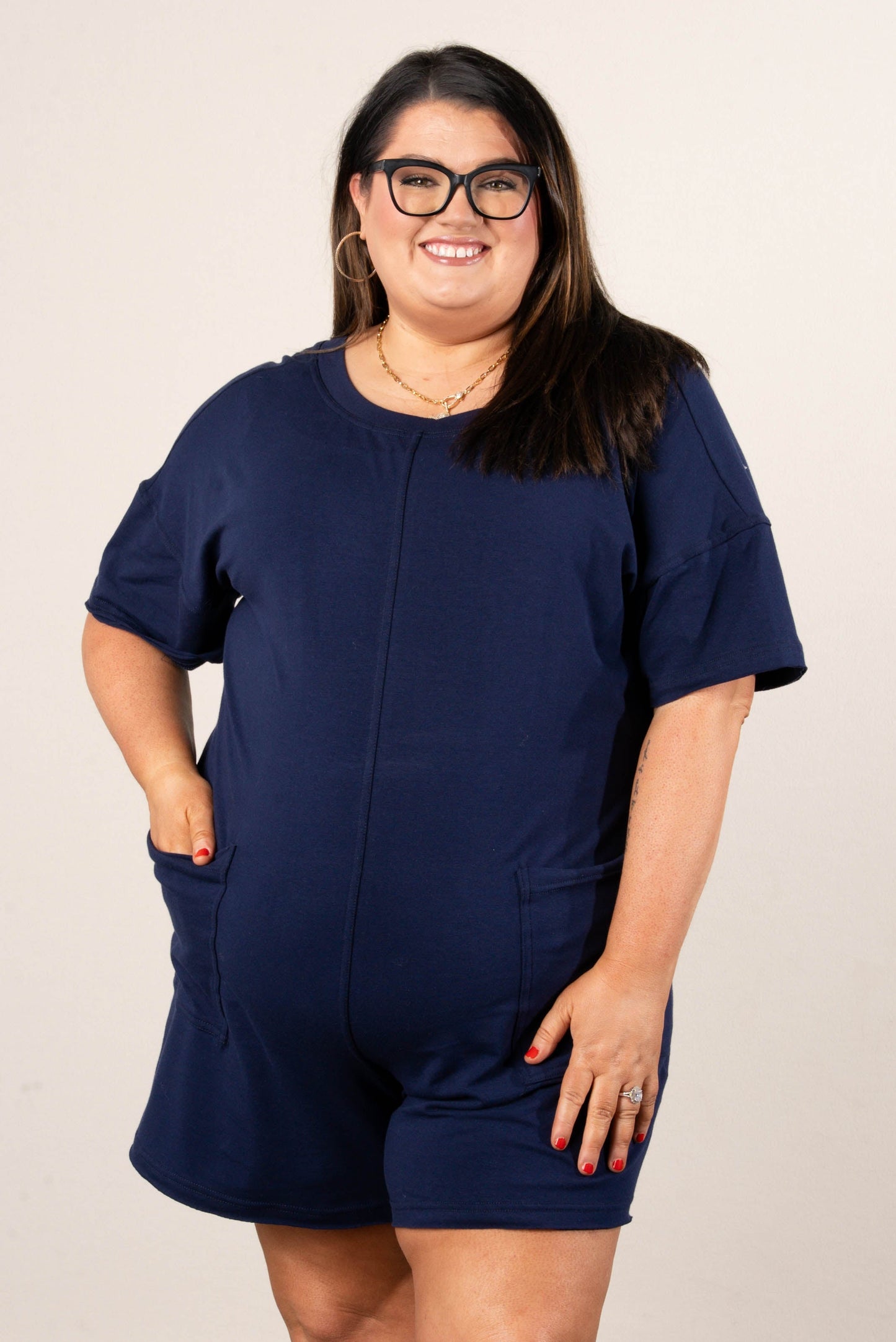 Reversible T-Shirt Romper in Navy *Final Sale*