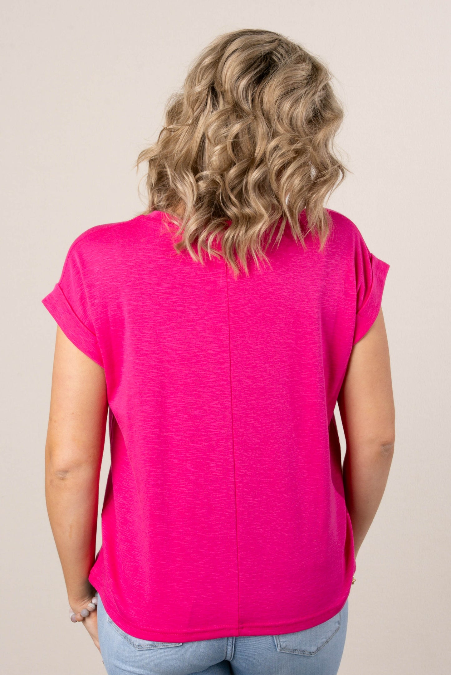 Slub Knit Cuffed Sleeve Top