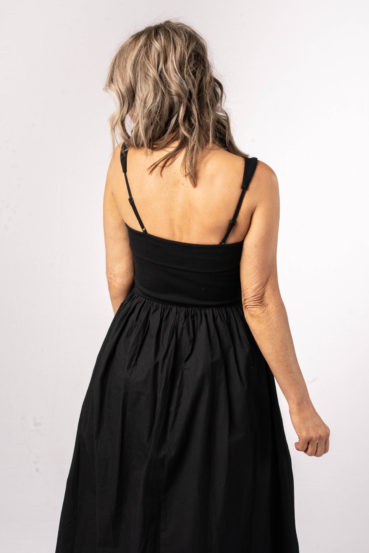 Mixed Knit Sleeveless Midi Dress