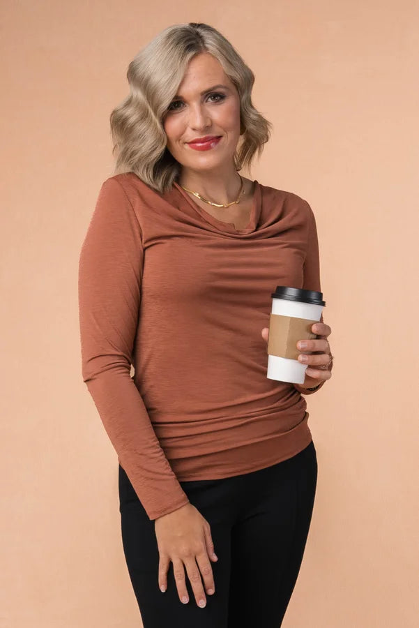 Draped Neck Ruched Side Top *Final Sale*