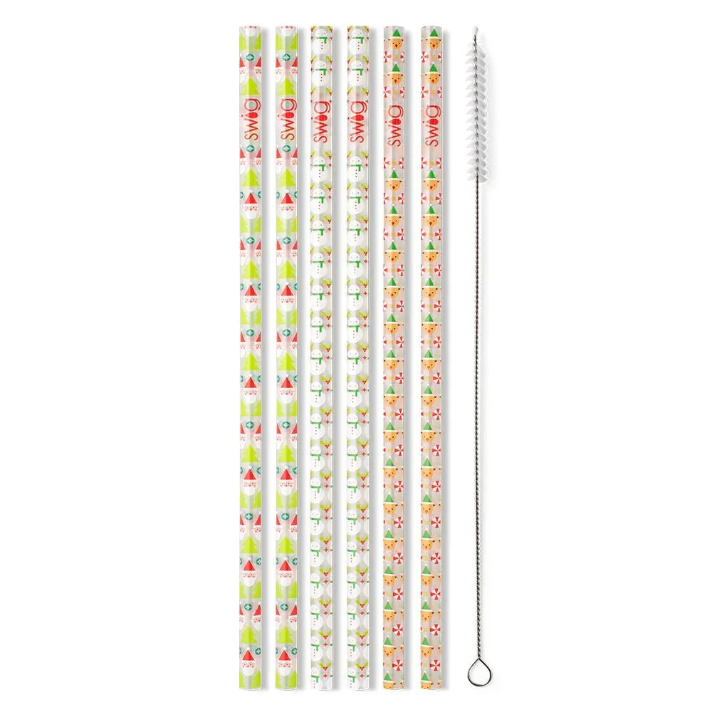 Swig Holiday Reusable Straws + Brush Set