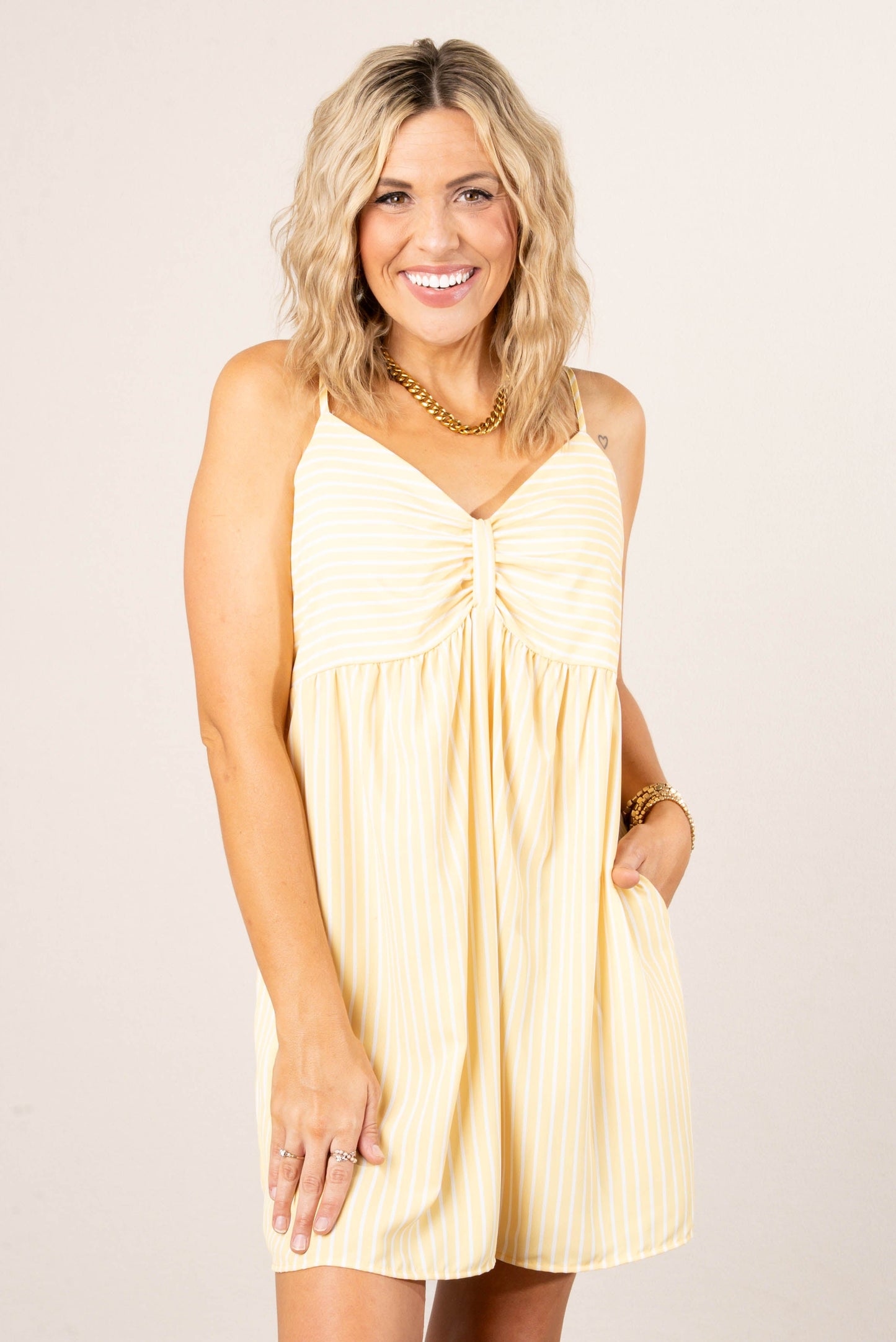 Striped Gathered Front Dress *Final Sale*