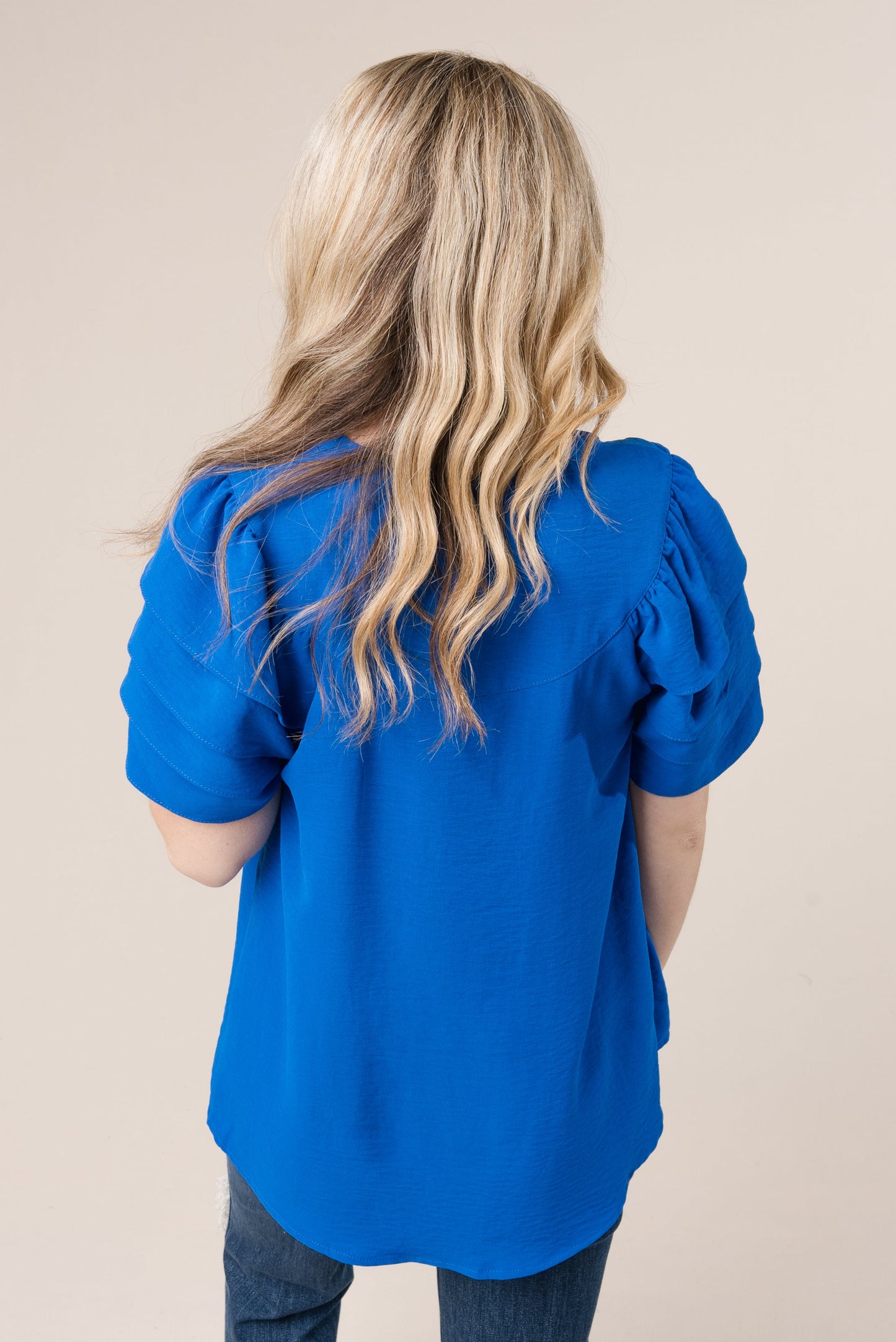 Notch Neck Tiered Sleeve Top *Final Sale*
