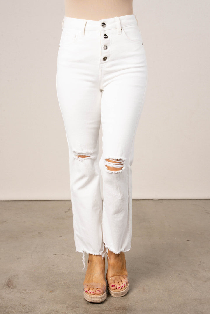 Risen Denim | Maryn High Rise Crop Straight Leg Jeans