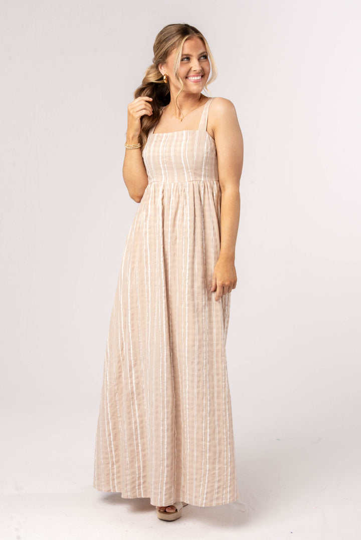 Striped Cut-Out Back Maxi Dress