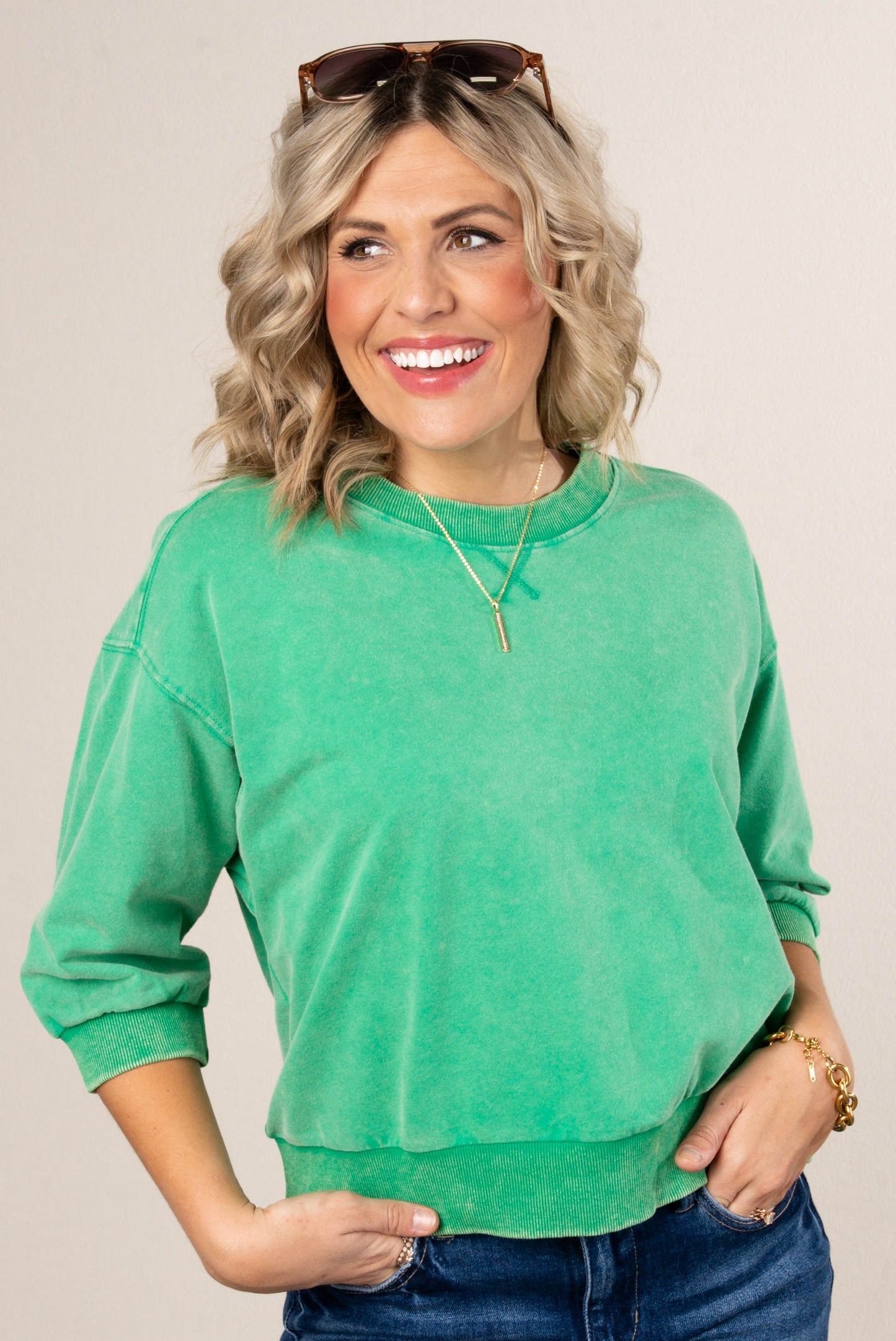 Top Stitch Dolman Pullover