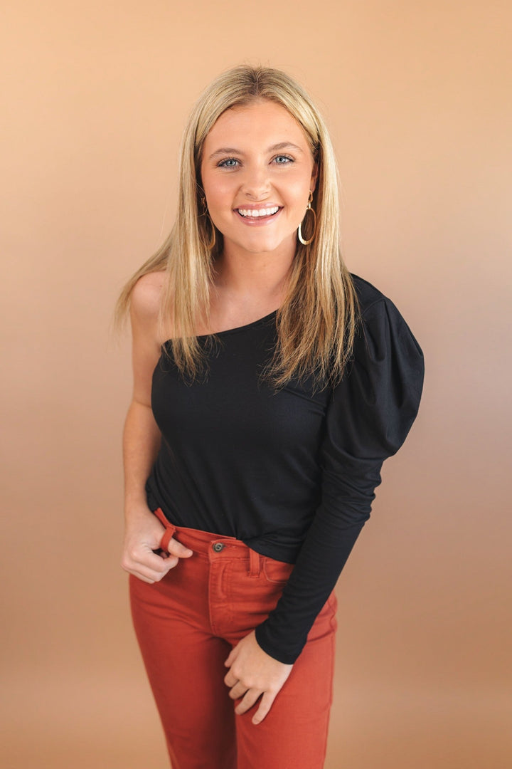Pleated One Shoulder Top *Final Sale*