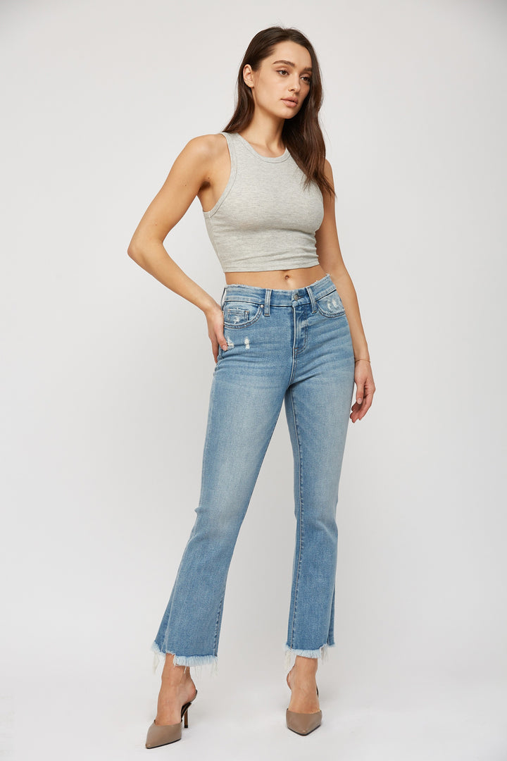 Mica Denim | Lesley High Rise Crop Flare Jeans