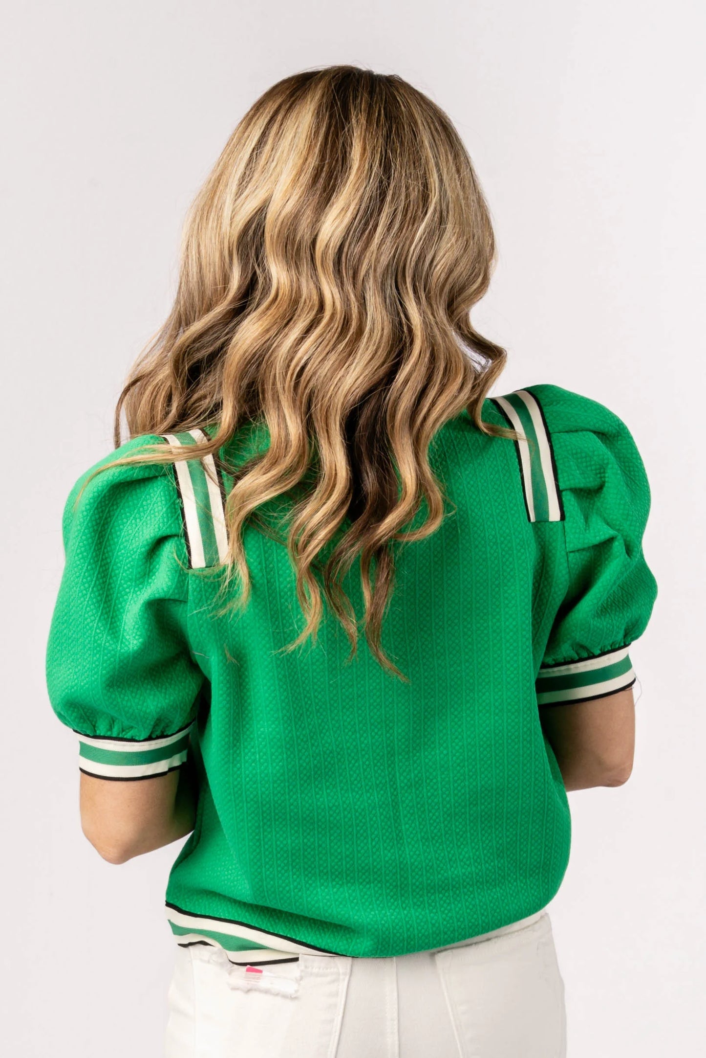 Textured Stripe Contrast Top