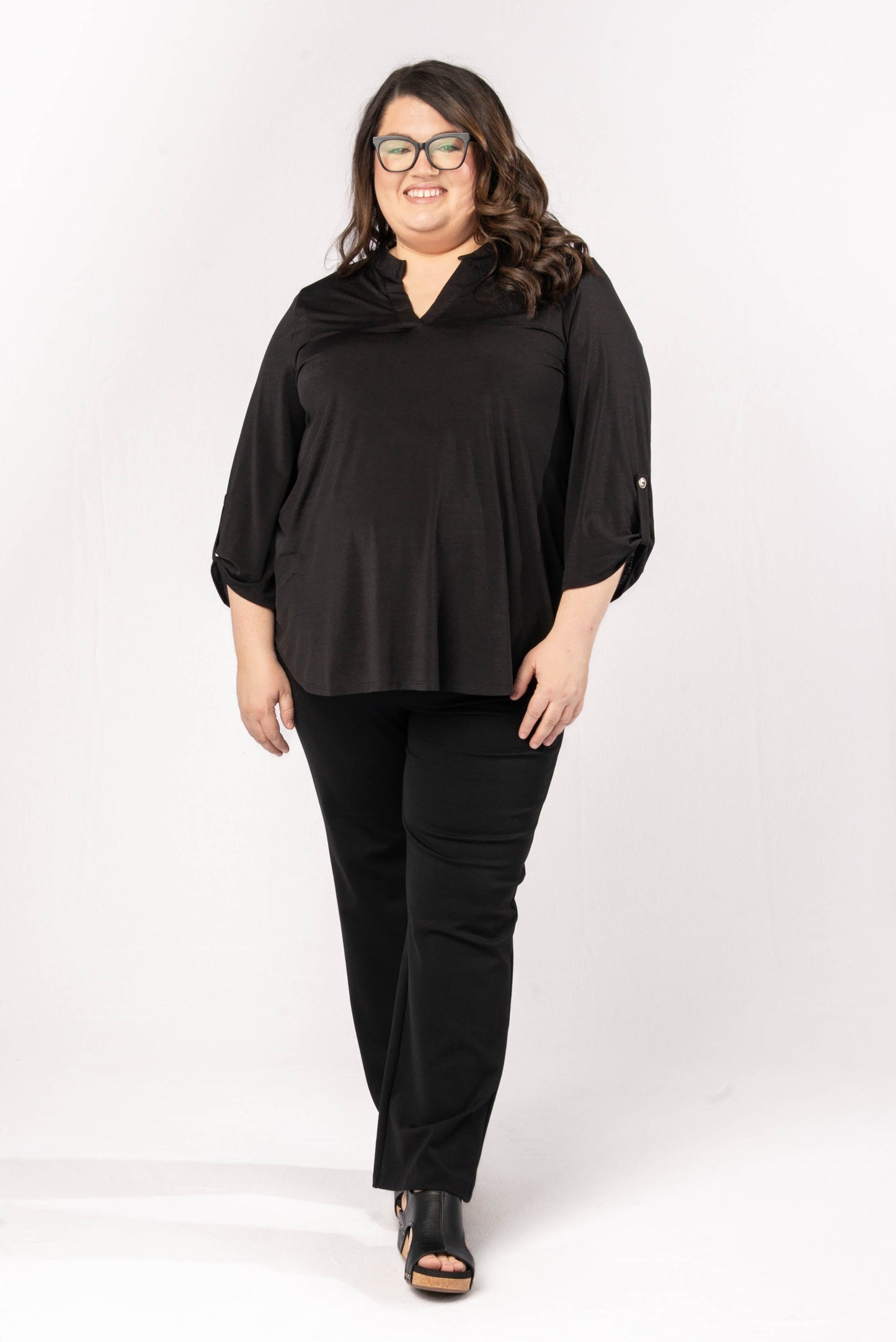 Liz Solid Tab Sleeve Top