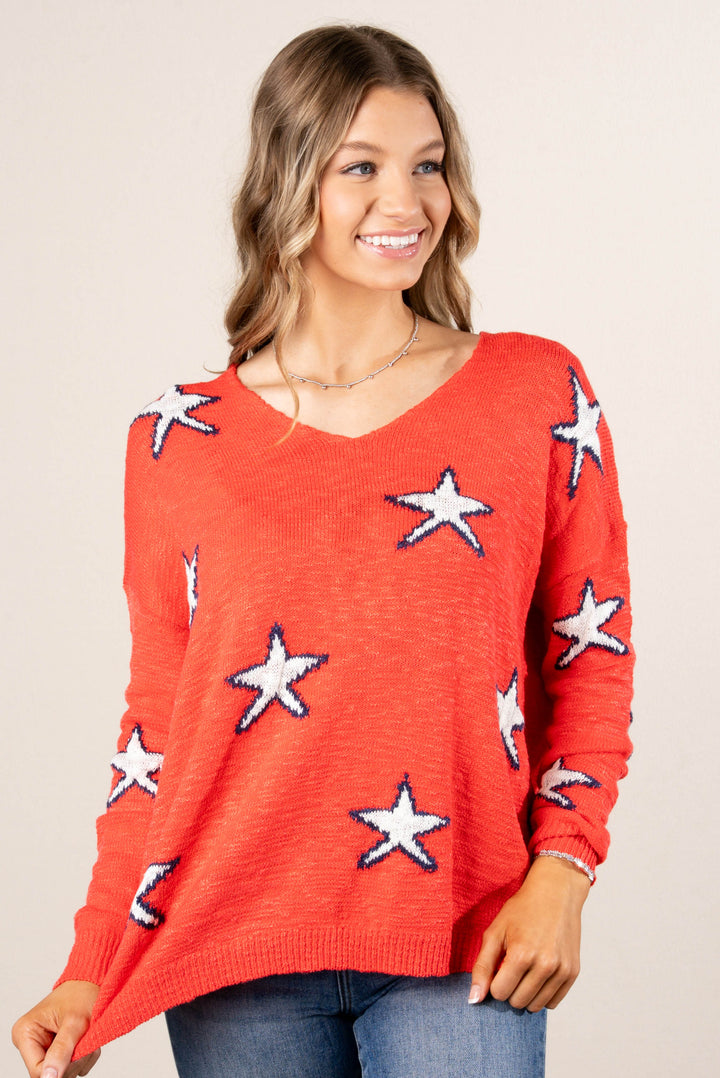 Lightweight Star Print Sweater