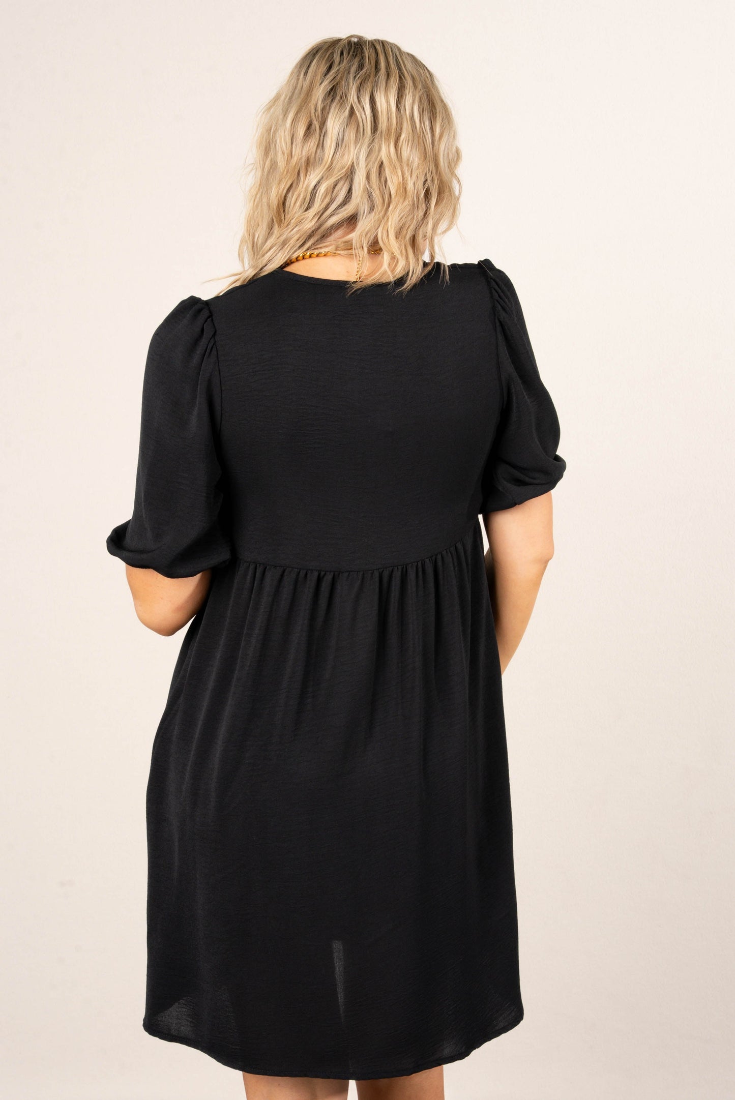 Crinkled Bow Front Babydoll Dress