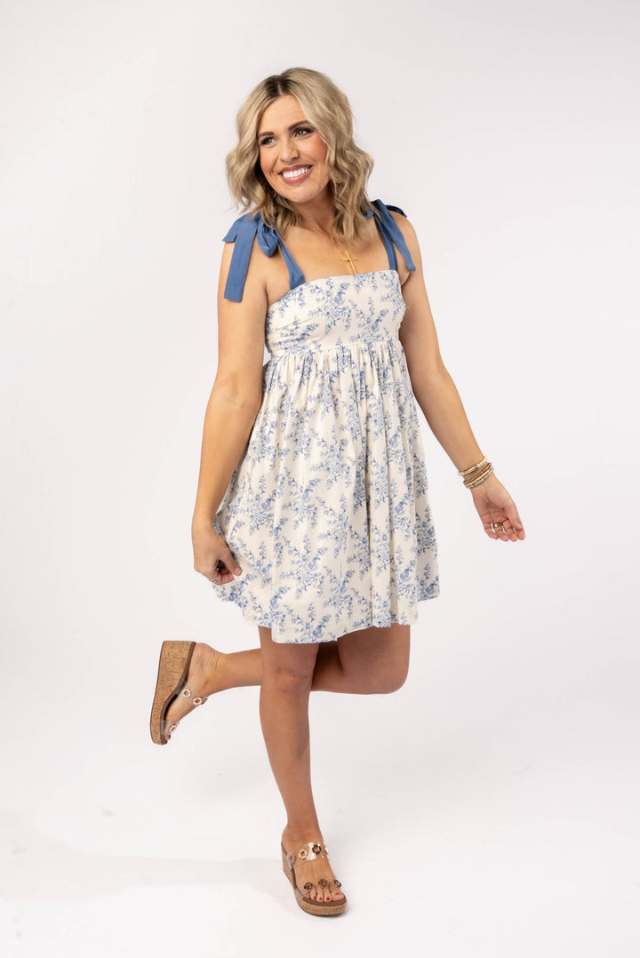 Floral Tie Shoulder Dress