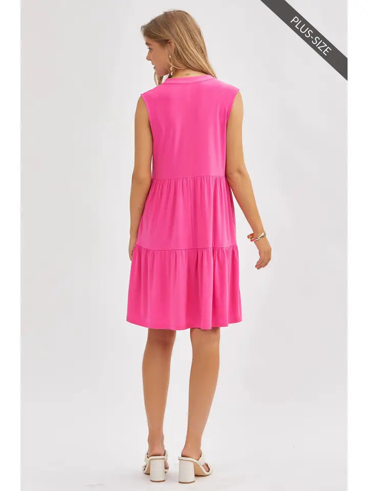 Liz Solid Tiered Dress